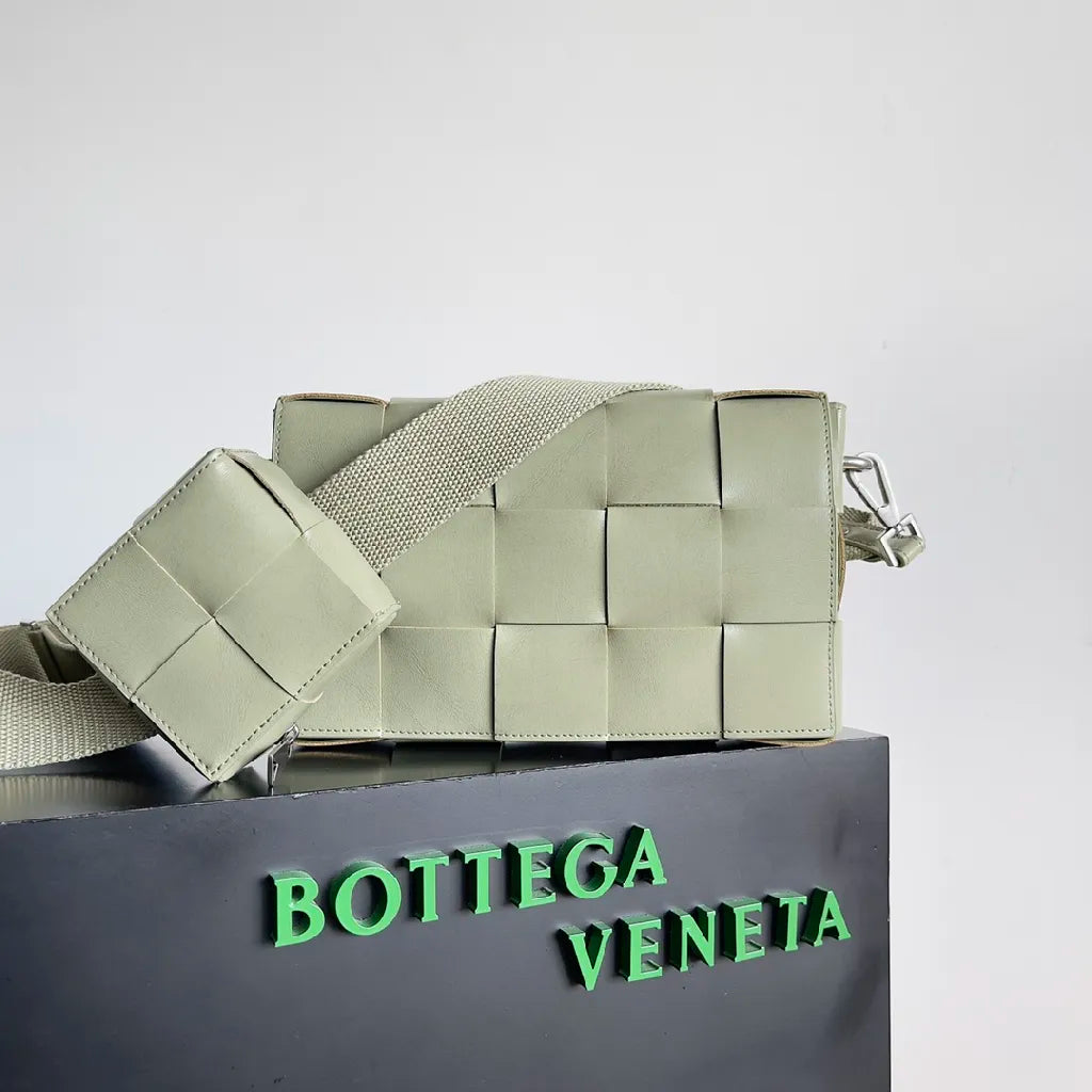 BV Two-In-One Cassette Bag 26cm Light Green Leather