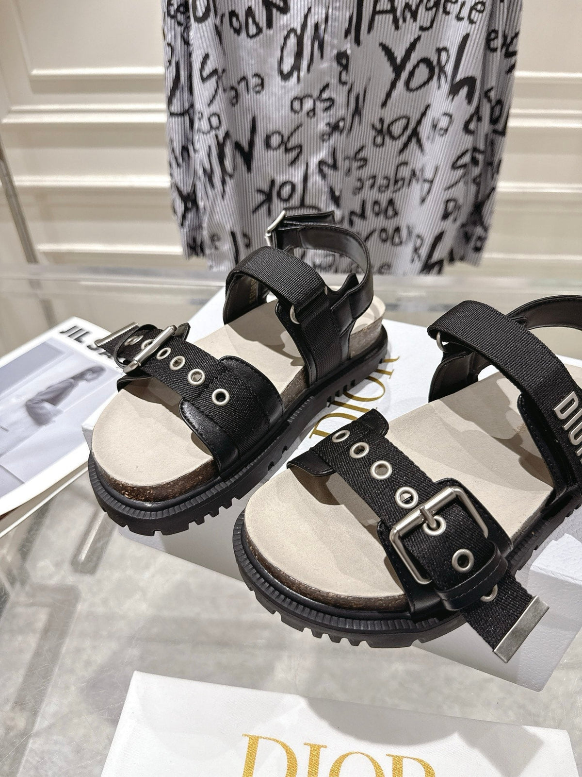 CD 26s Buckle Sandals Black Canvas 174928