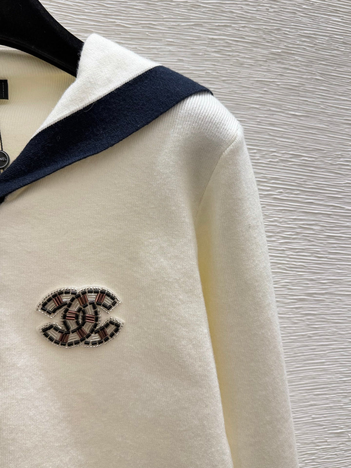 CC 26FW Marine-Inspired Knit Pullover Sweater Sailor Collar Half-Button Logo Wool 313320