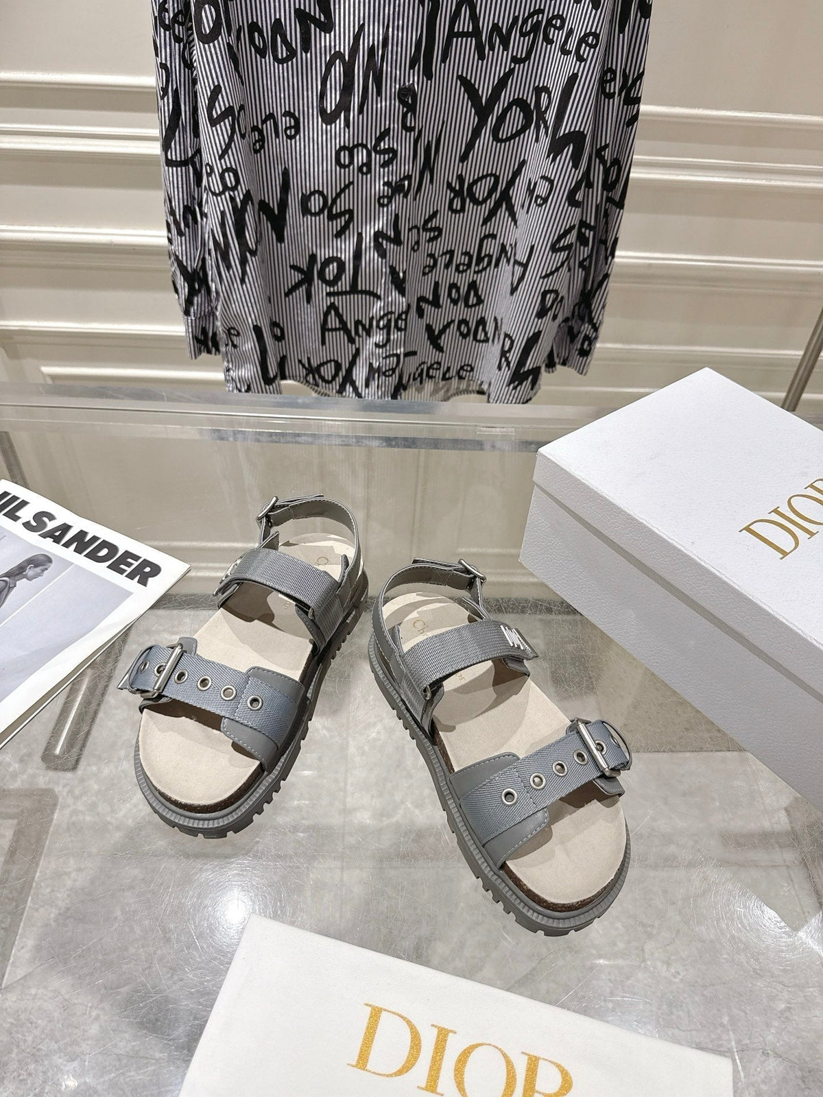 CD 26s Buckle Sandals Grey Canvas 491038