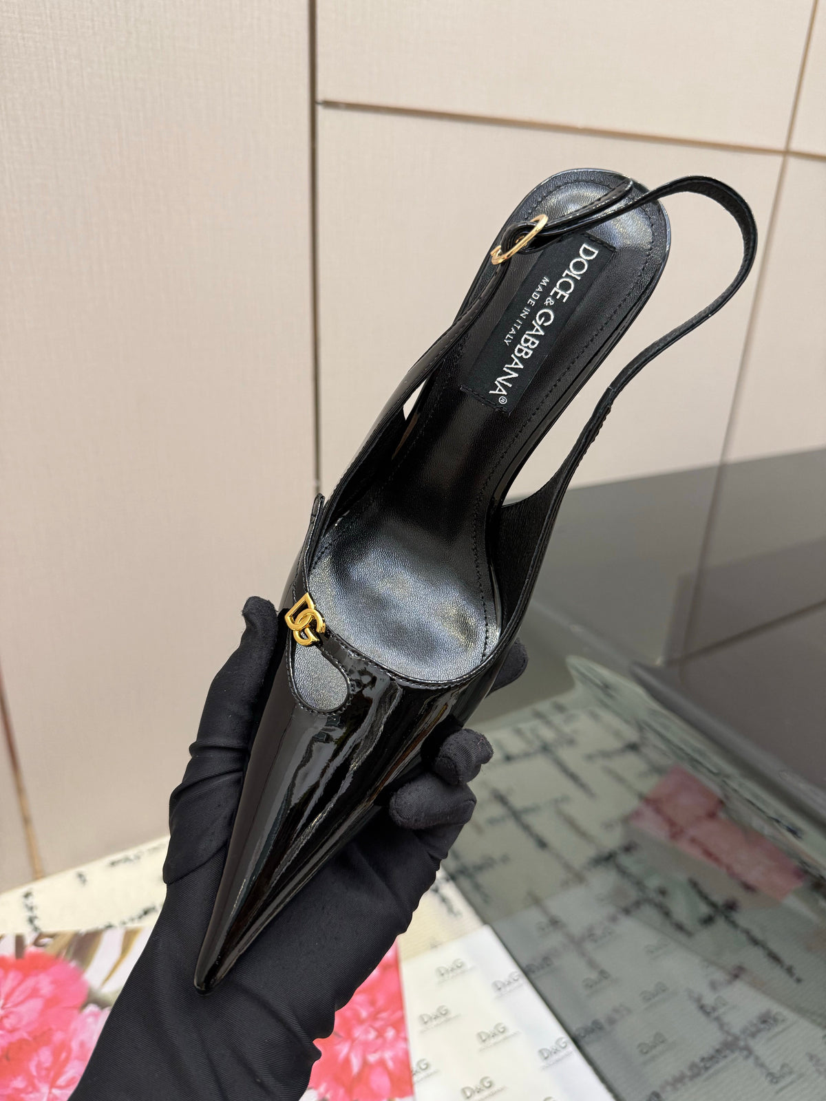 DG 26FW Logo Slingback Pumps 10cm Patent Leather 179861