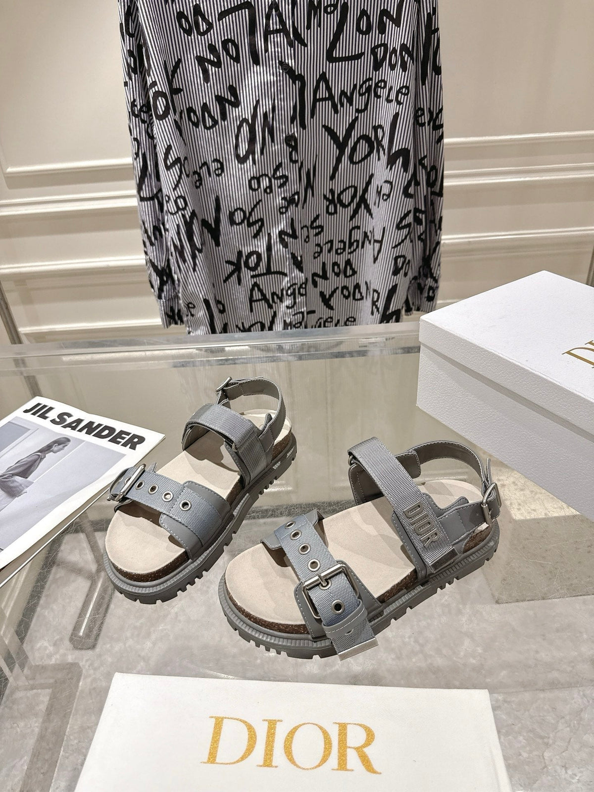CD 26s Buckle Sandals Grey Canvas 491038