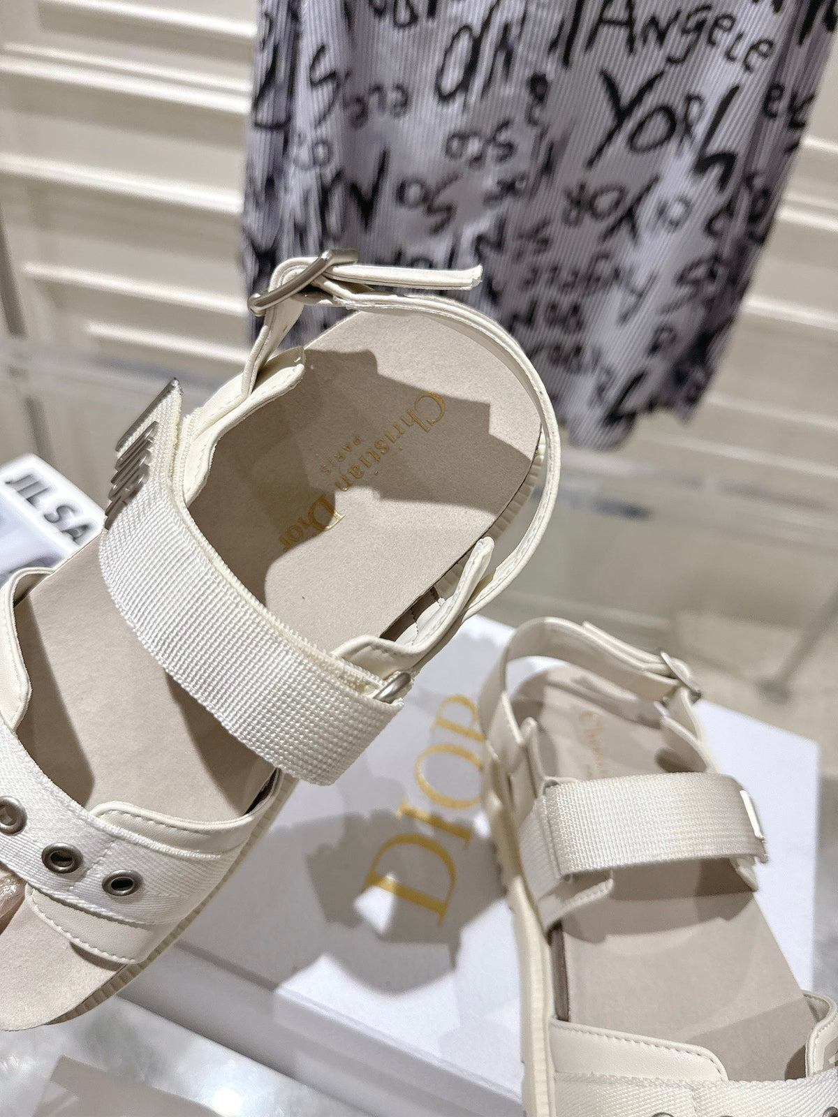 CD 26s Buckle Sandals Off White Canvas 814205