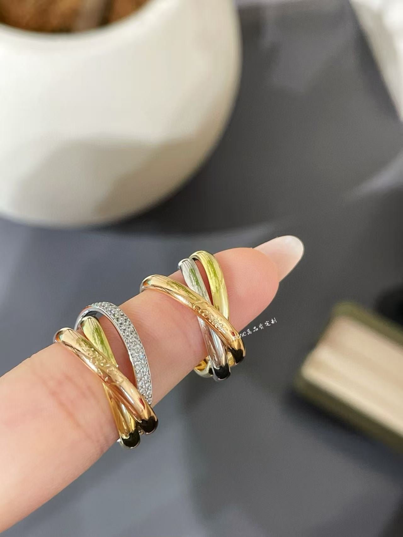 TRINITY RING GOLD PINK GOLD SILVER