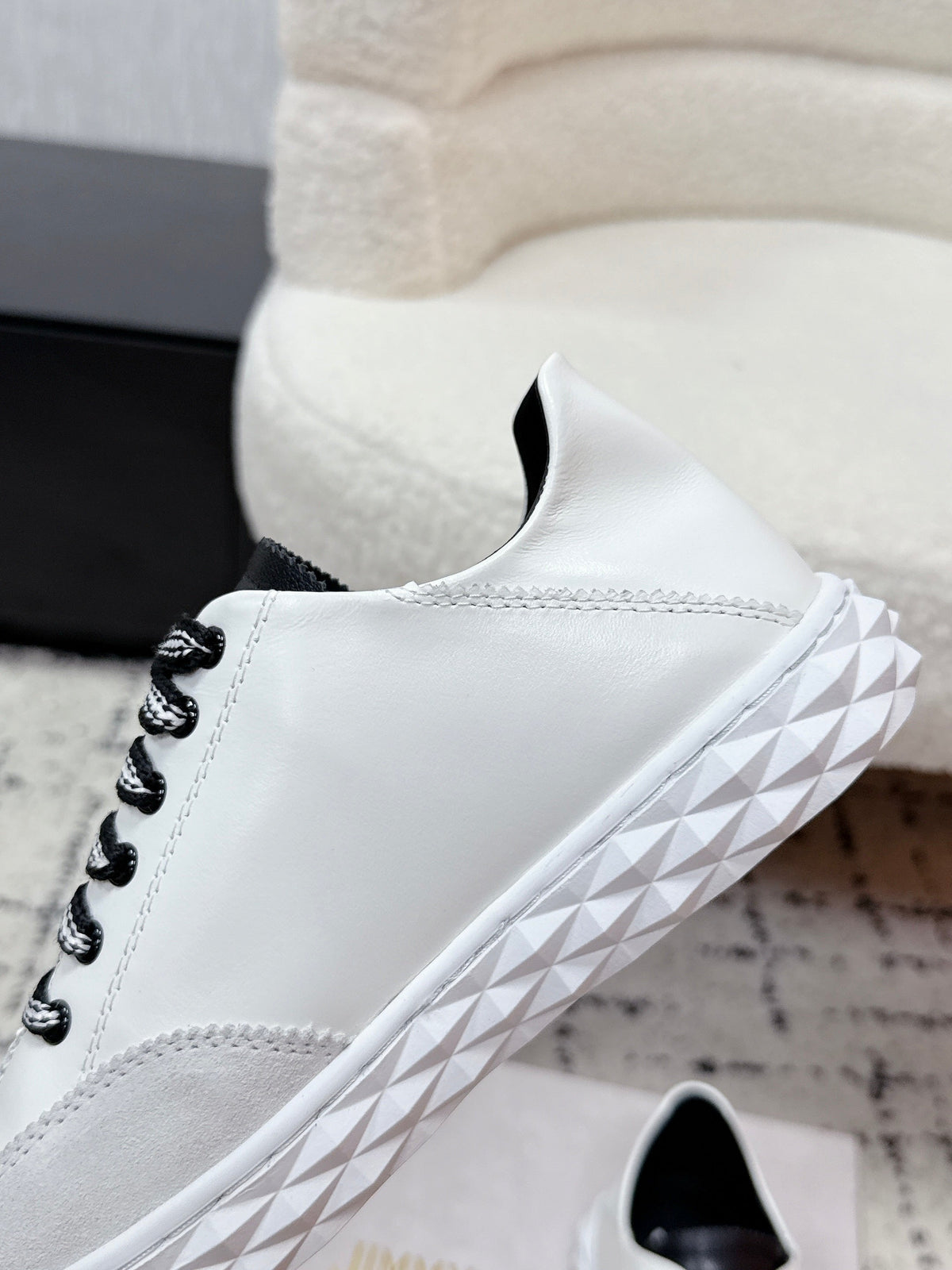 Jimmy Choo 26S Sneakers White Suede With Black Laces 714935