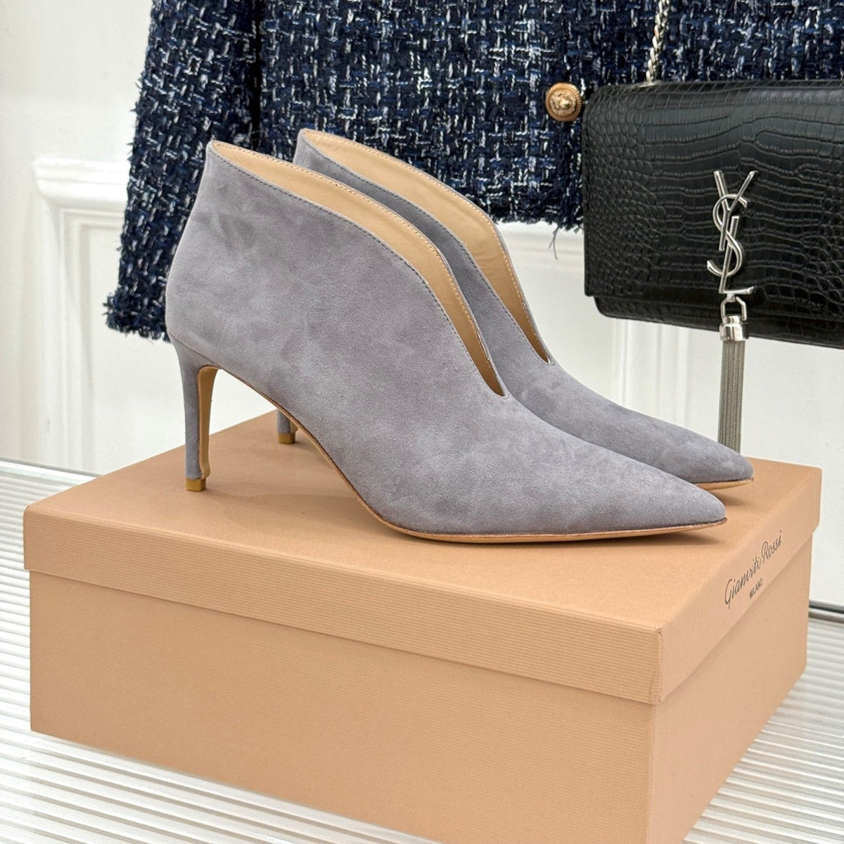 GR 26s Vania Pumps 9cm Grey Suede 175088