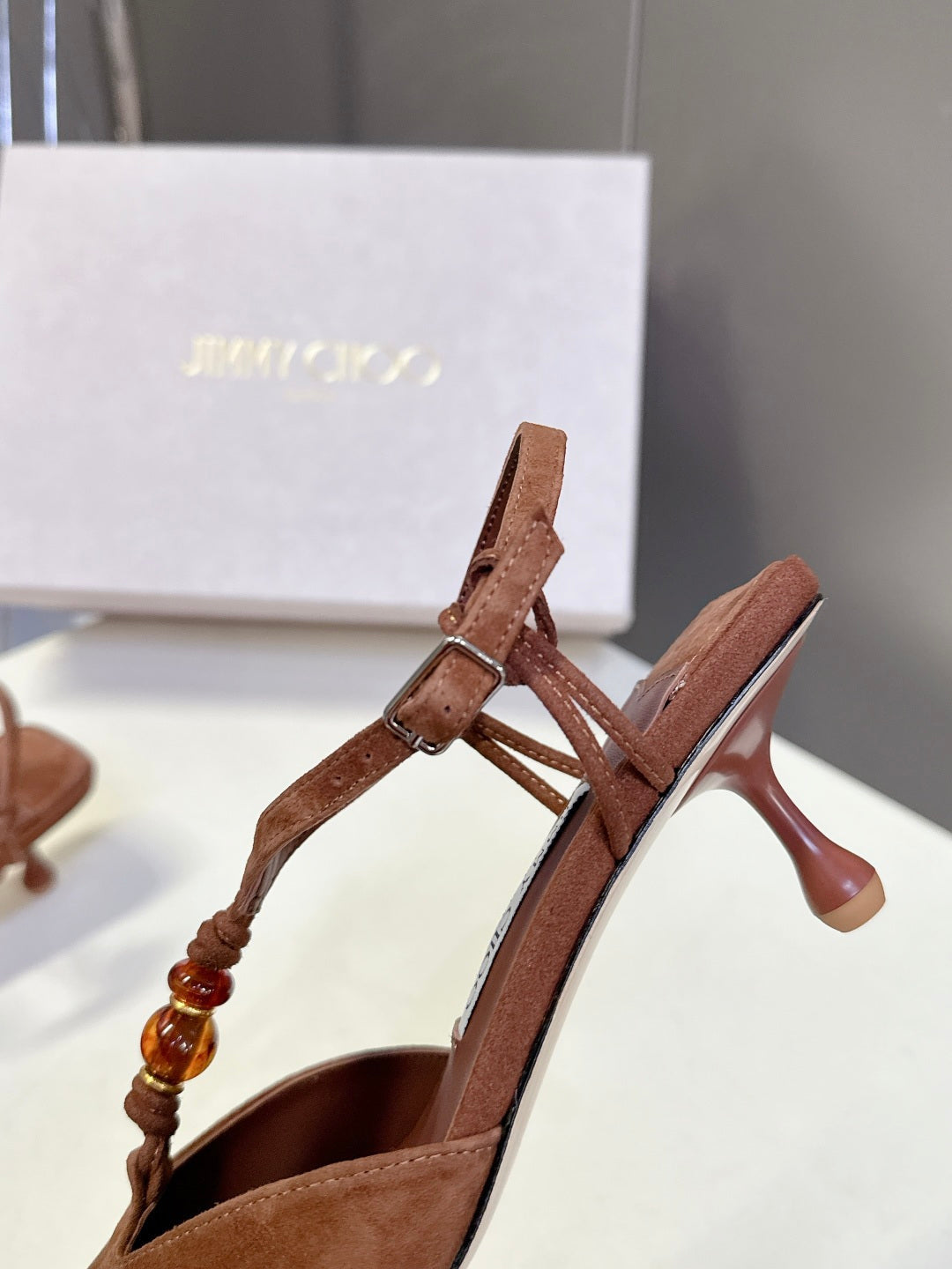 Jimmy Choo 26S High Heels 5.0cm Brown Suede 392851