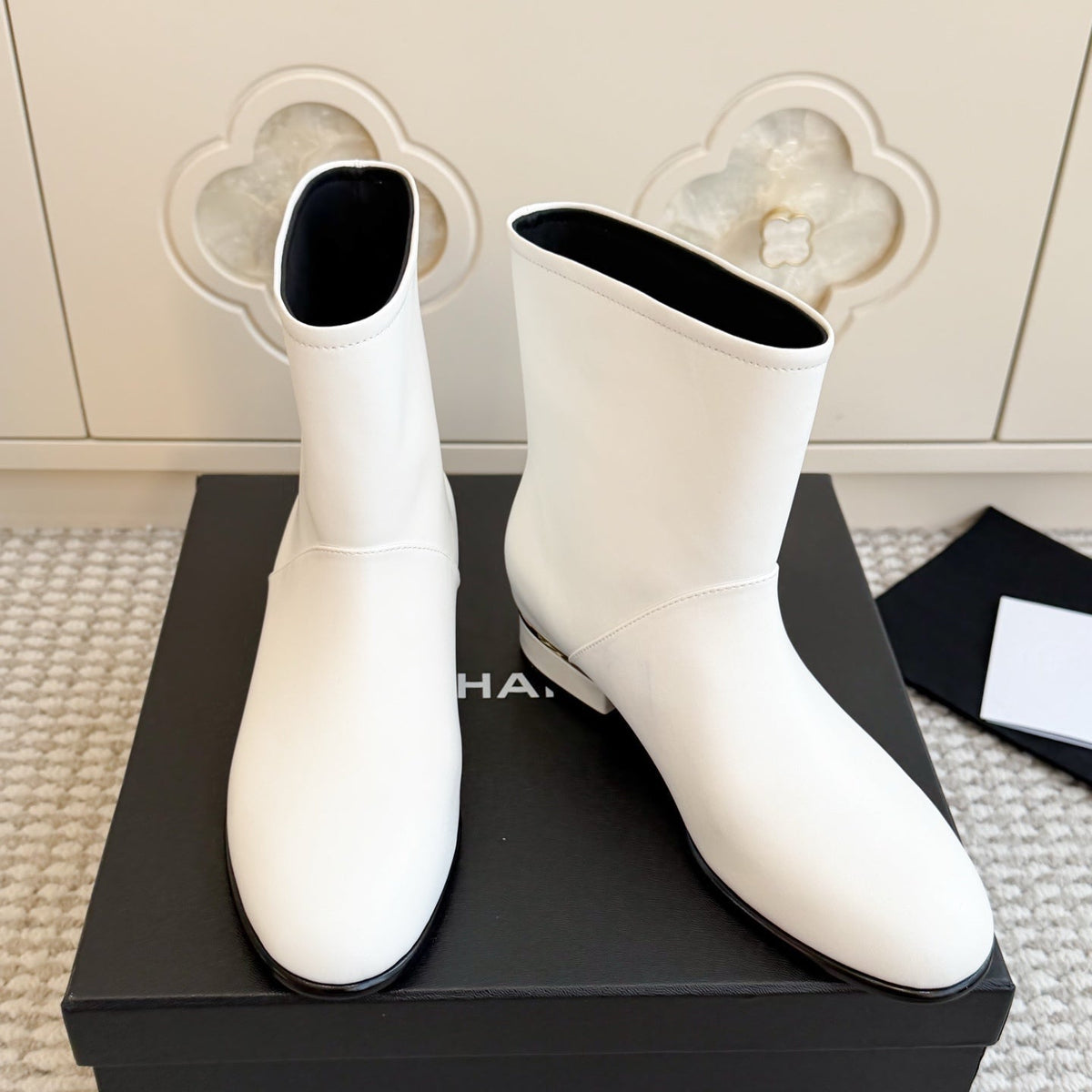 Chanel 26s Short Boots White Calfskin