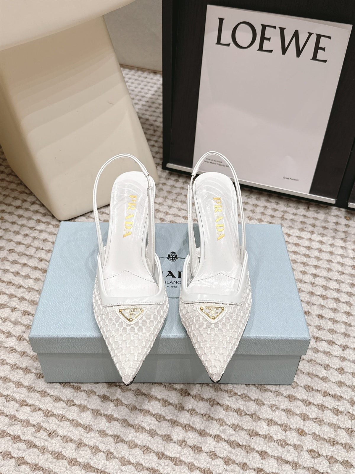Prada 2026 Pointed-Toe Slingback 75mm Mesh 173939