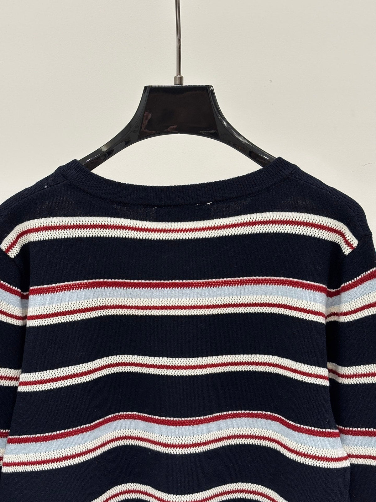 Miumiu 2026 Striped Cardigan Navy Blue Wool 431815
