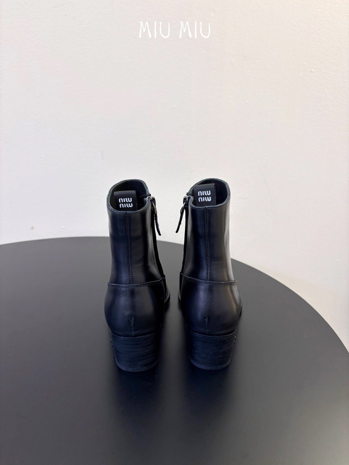 Miumiu 26s Western Ankle Boots Black Calfskin