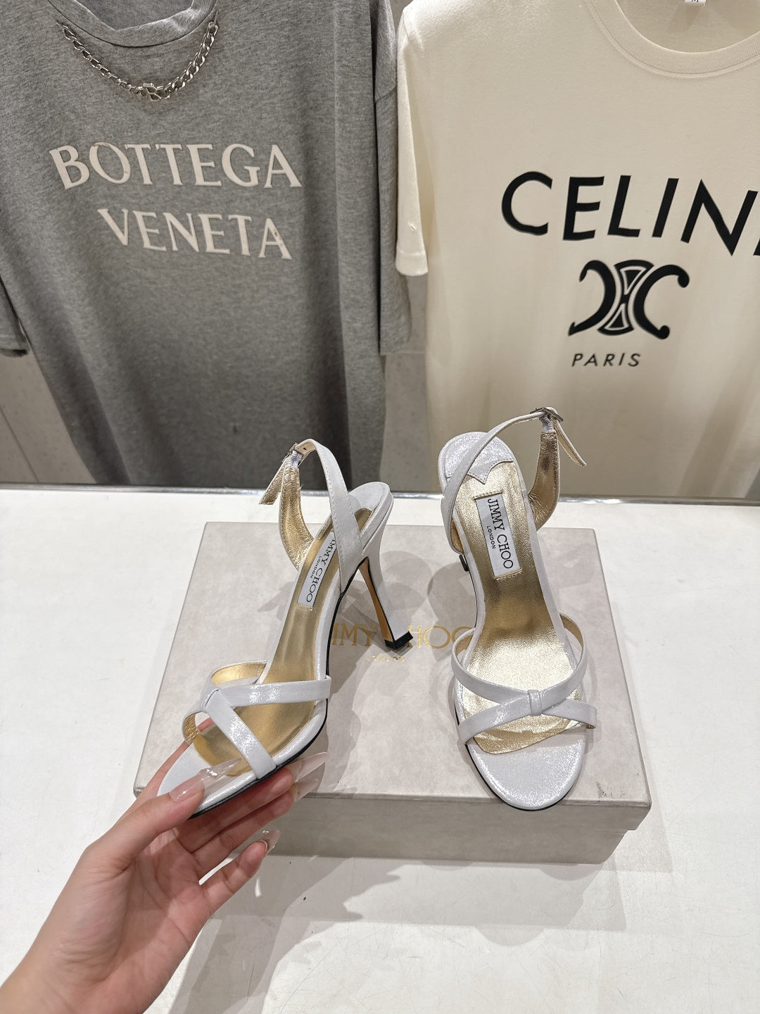 Jimmy Choo 26S High-Heeled Sandals 10.0cm White Lambskin 834192