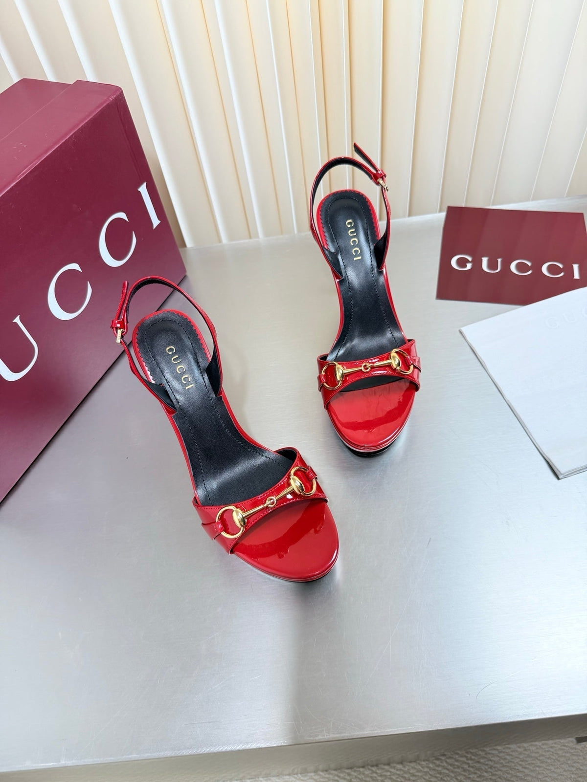 Gucci 26s Slingback Pump 10.5cm Red Glossy Calfskin