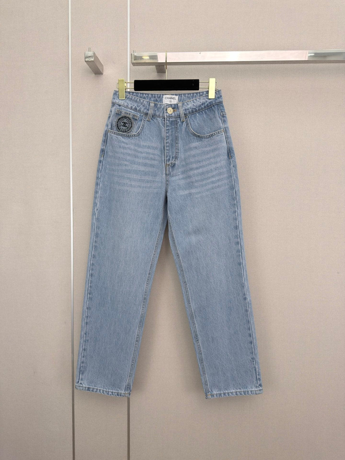 CC 26S Straight-Leg Denim Jeans Embroidered Double Logo Pocket Cotton 437703
