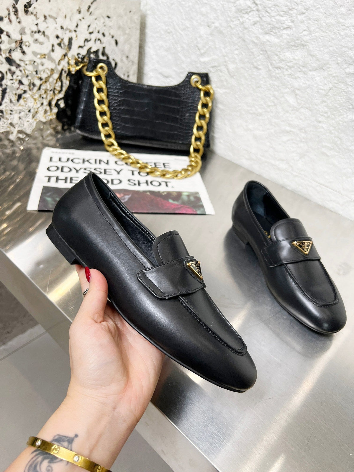 Prada 26S Classic Loafers Black Calfskin Logo