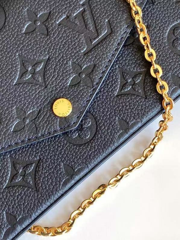 LV Félicie Pochette 21cm Black Monogram Embossed Leather GHW