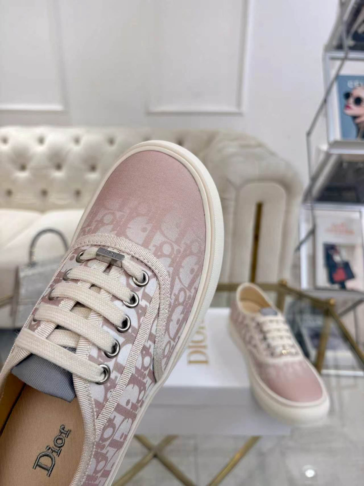 CD 26s Low Top Sneakers Light Pink Dior Oblique Canvas 839142