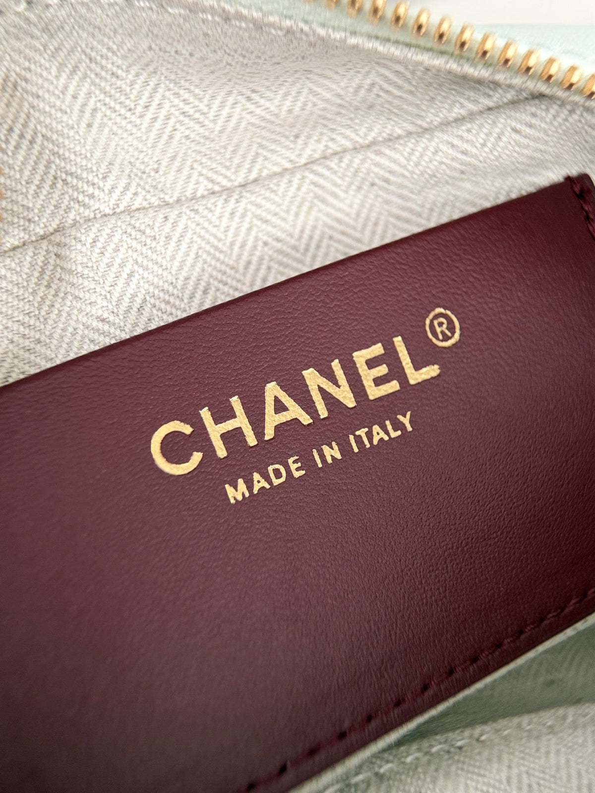 Chanel 2026 Strap Clutch Bag Mint Green Gold Hardware Leather