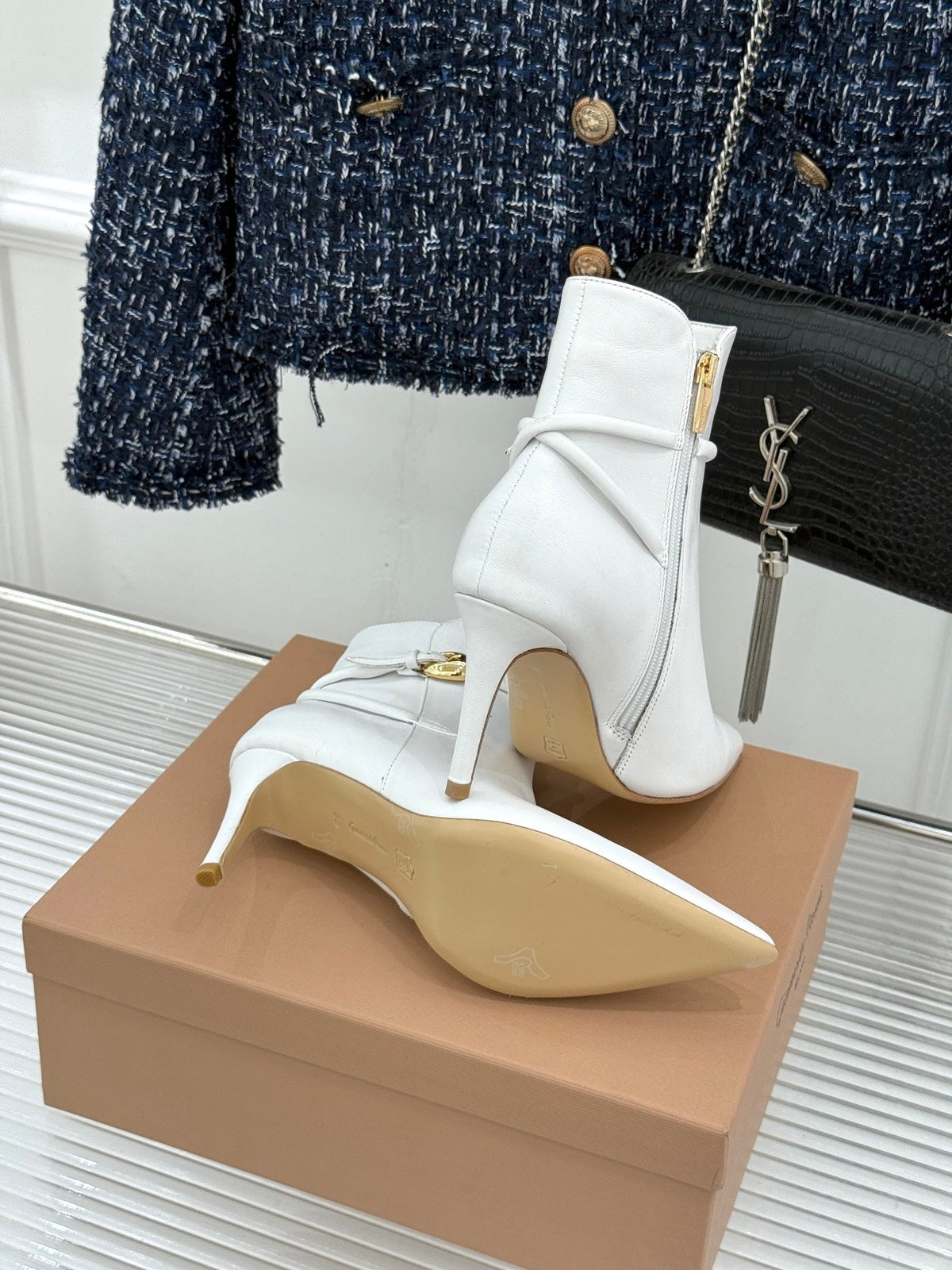 GR 26s Jungle Mamba Booties 8cm White Leather 175082