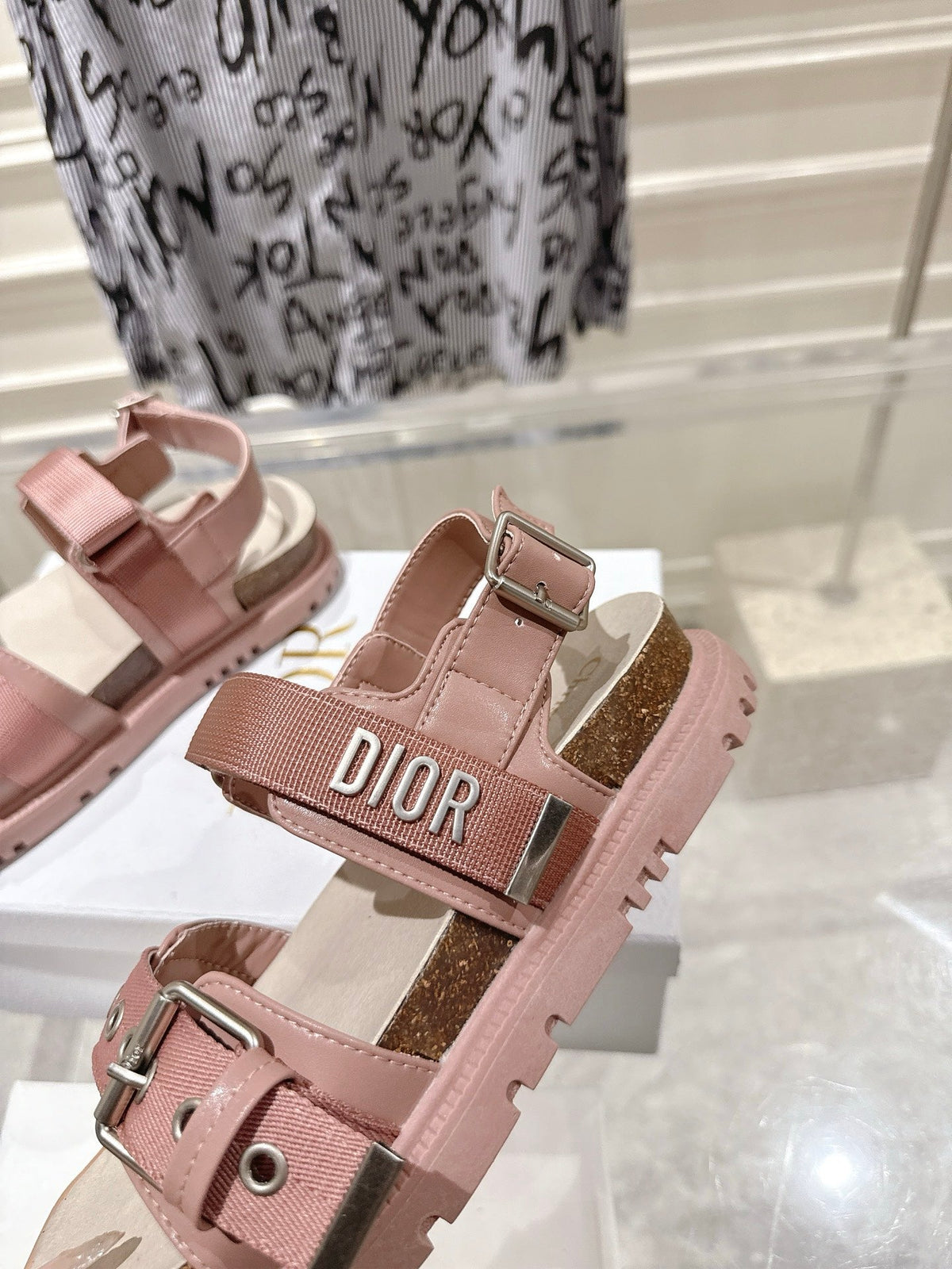 CD 26s Buckle Sandals Nude Pink Canvas 529406