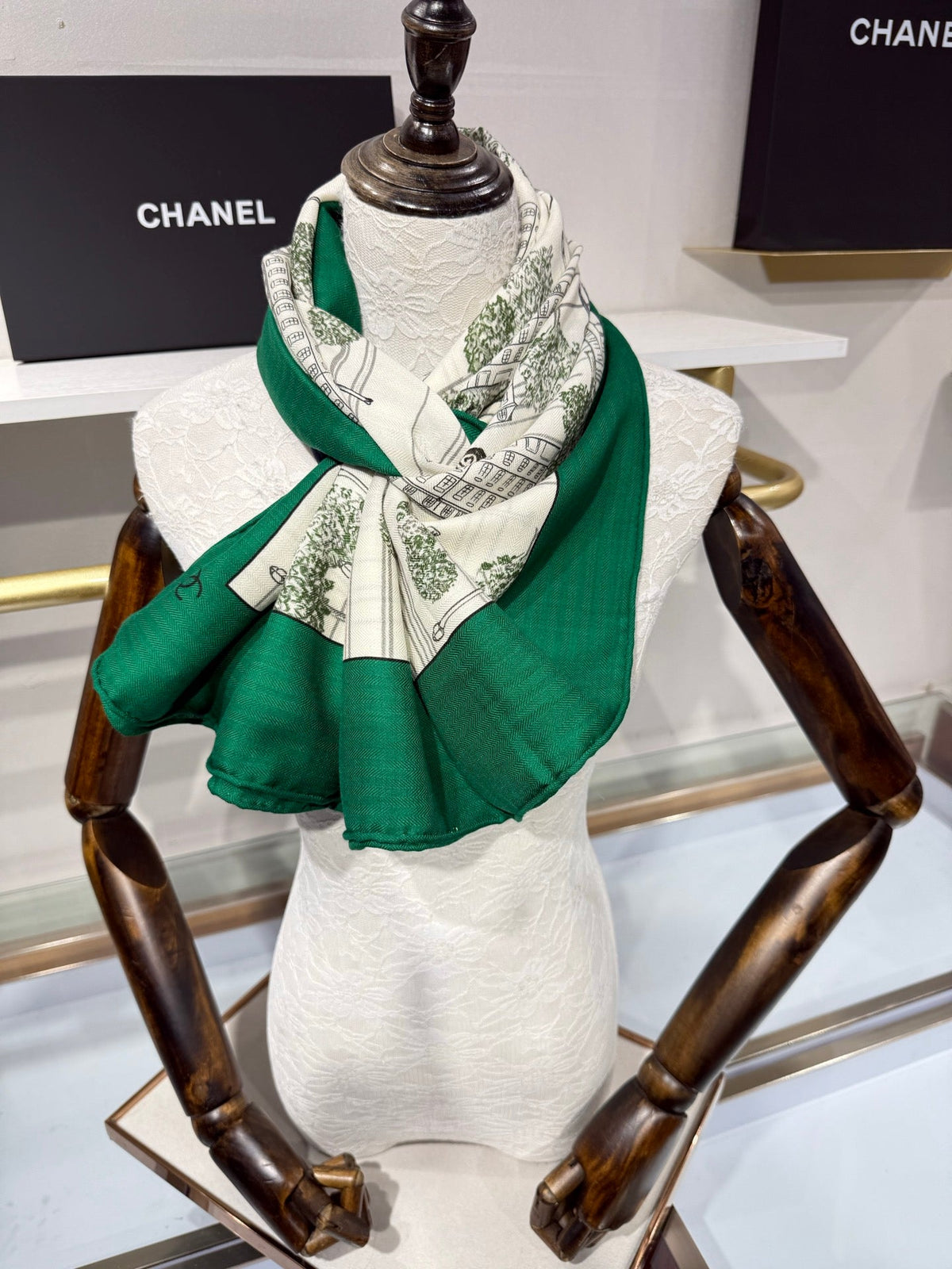 Chanel 2026 Landscape Motifs Scarf 140cm Cashmere Silk 218437