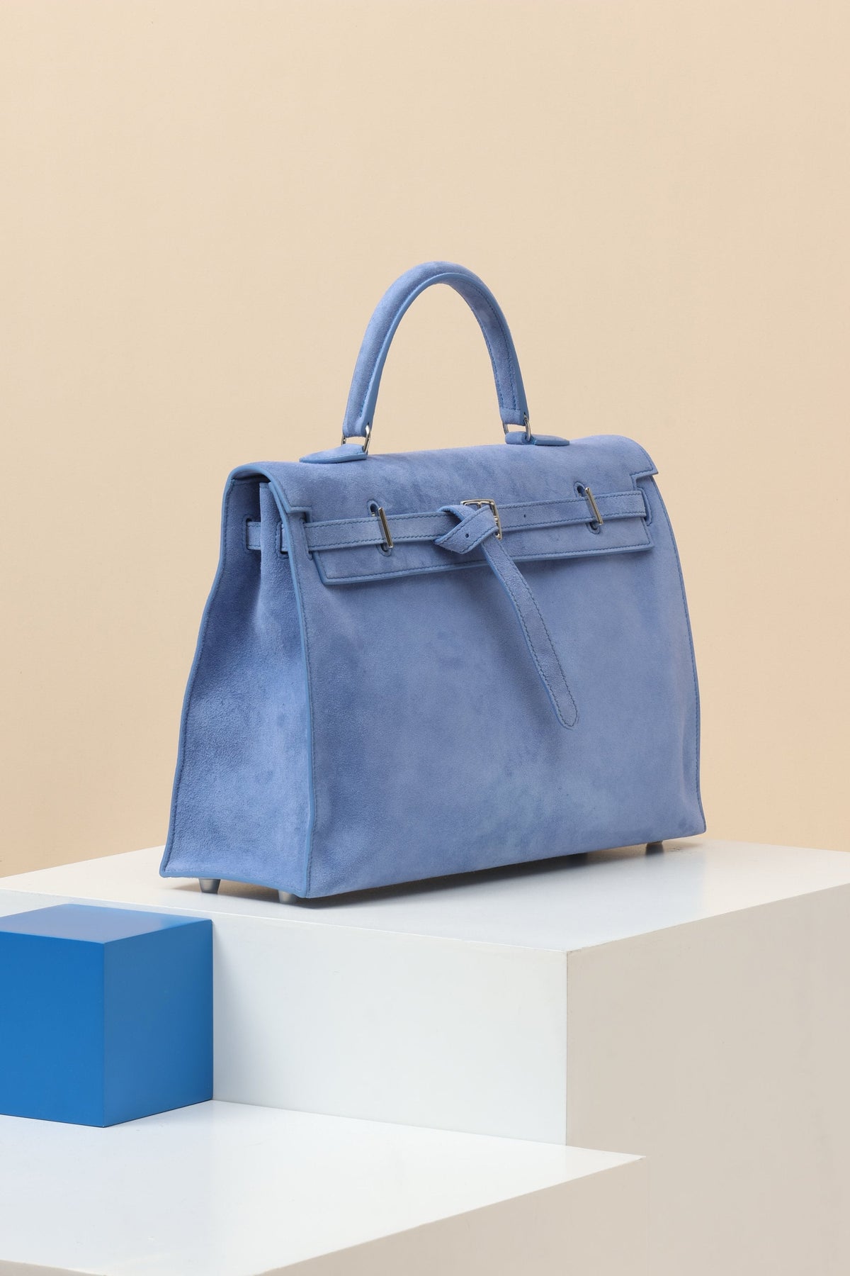 High-end Hermes 2026 Kelly Bag 35cm Bright Blue Suede