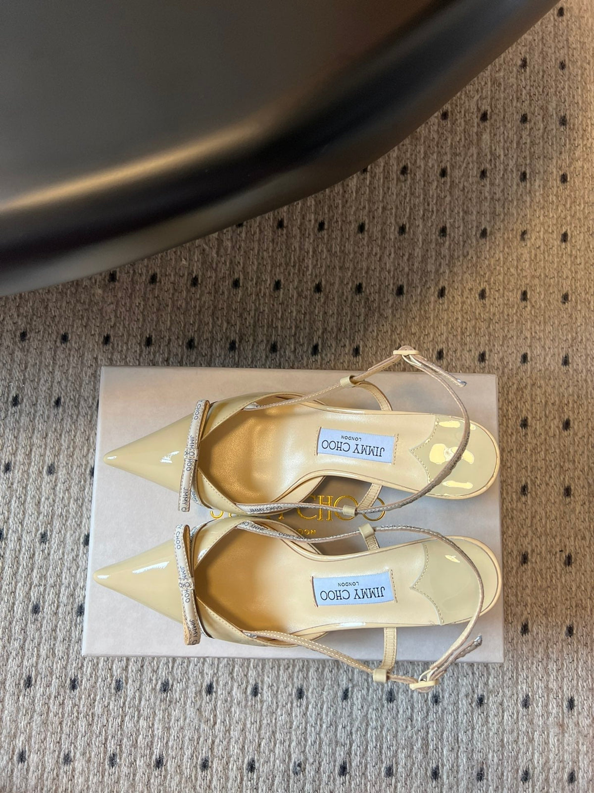 Jimmy Choo 26S Slingback Heels 6.5cm Pastel Yellow Patent Calfskin 394158
