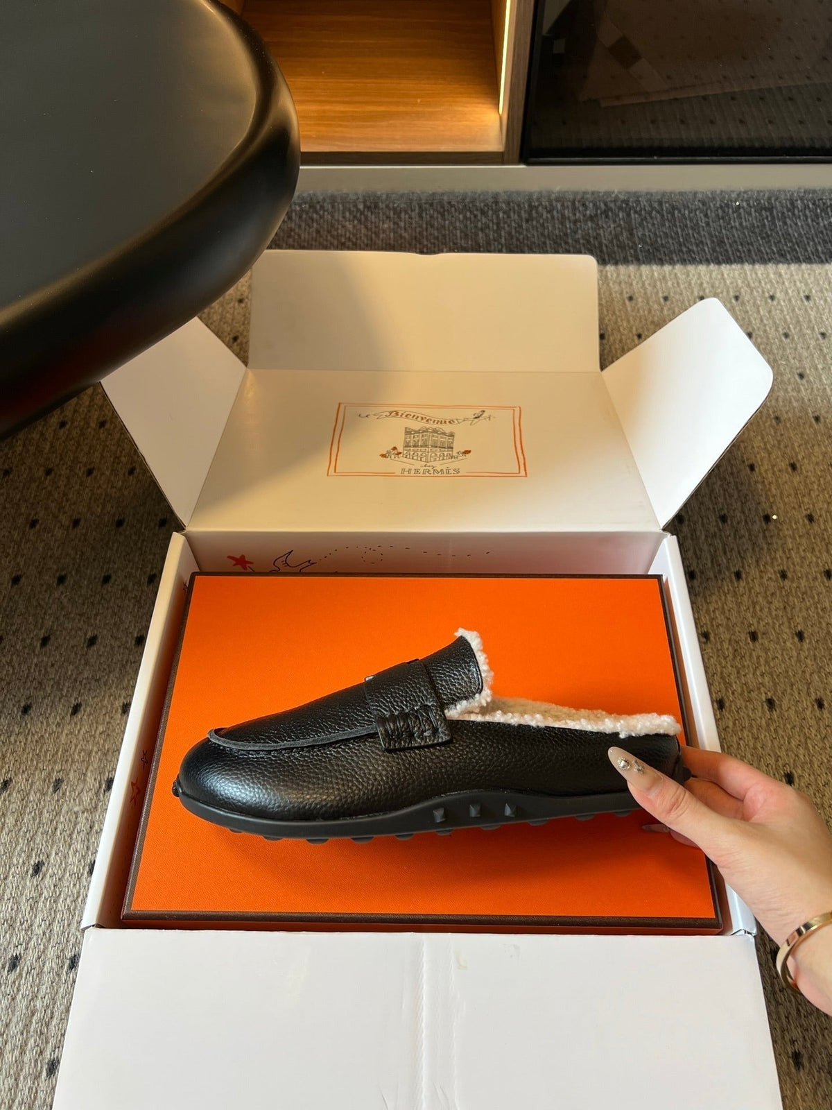 HM 26S Destin Mules Black Calfskin