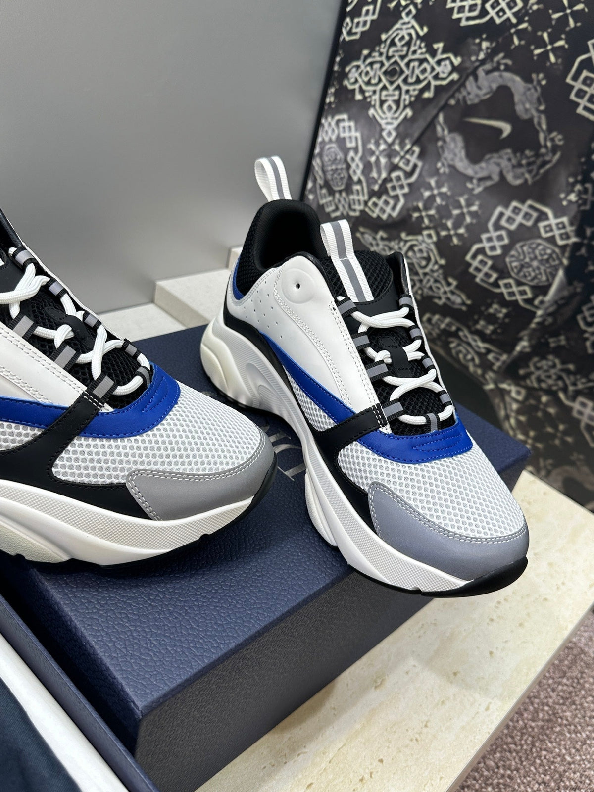 CD 26s Men B22 Sneakers White Grey Royal Blue Trim 834915