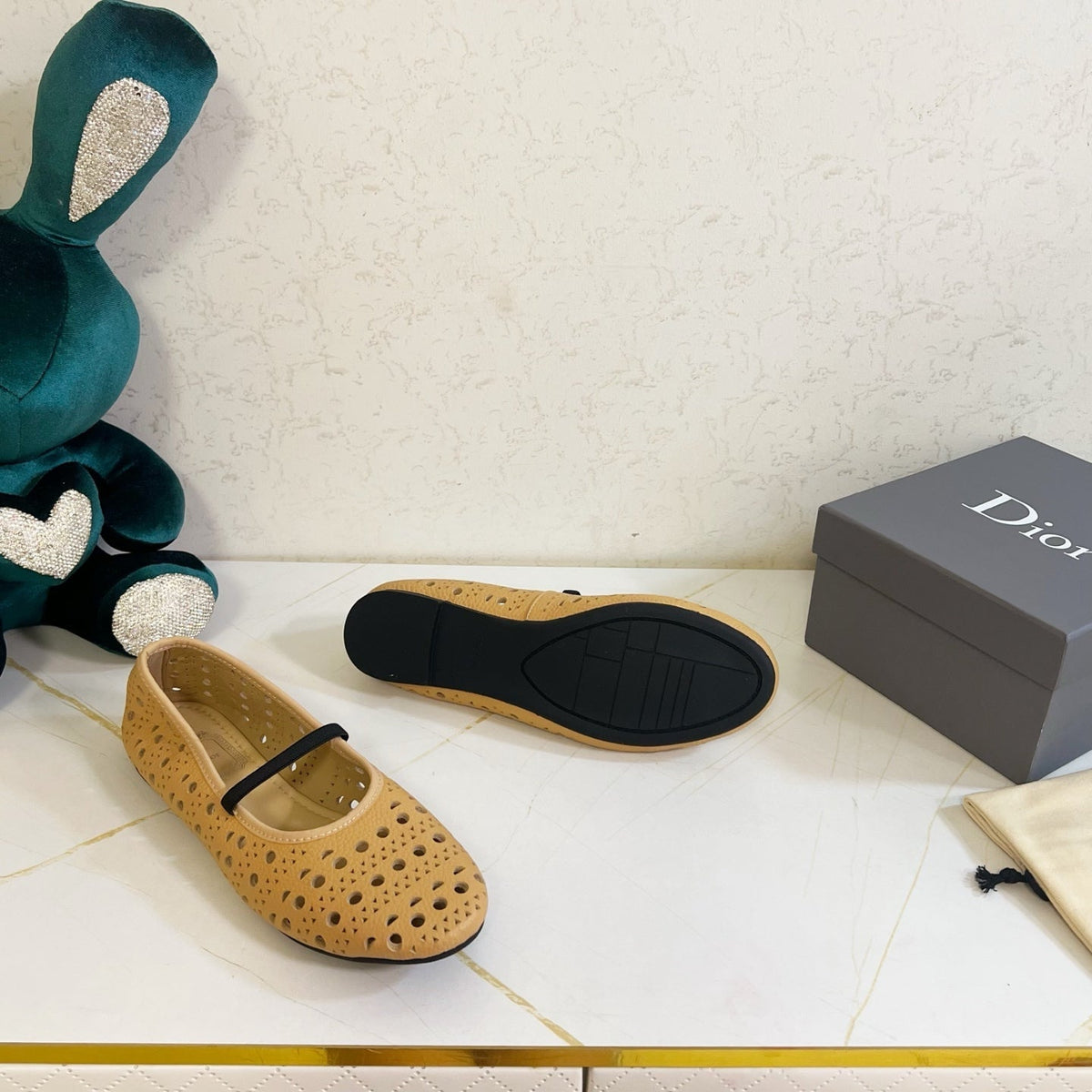 Dior 26s Mary Jane Flats Dark Beige Calfskin