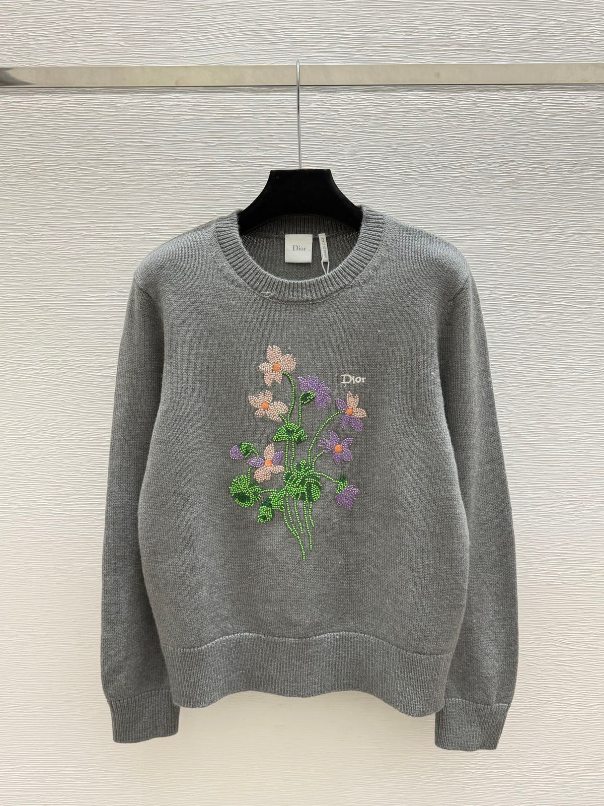 CD 26FW Floral Embroidered Crewneck Knit Sweater Wool 313328