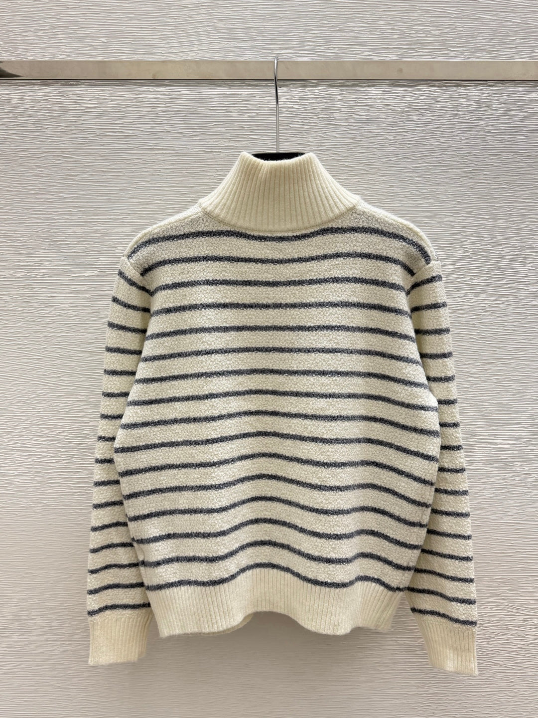 LW 26FW Striped Half-Zip Knit Sweater High Collar Chest Logo Wool 313348