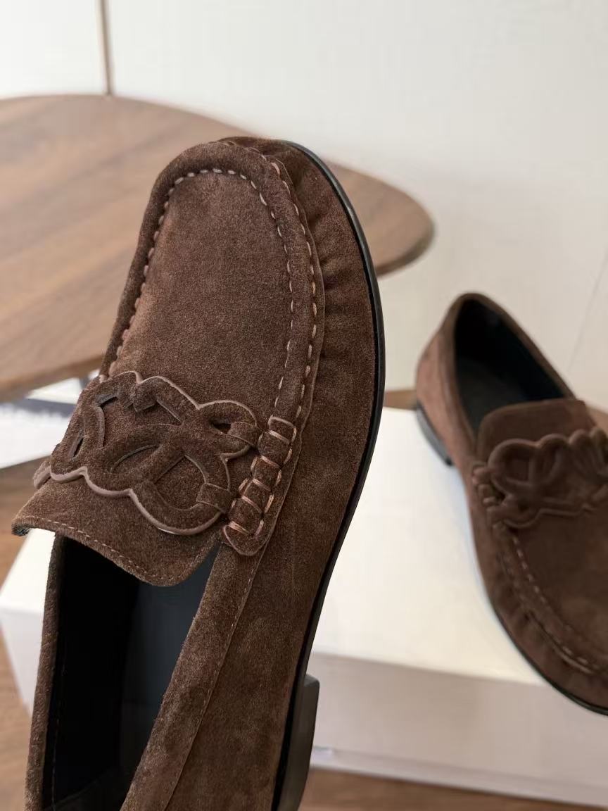 Loewe Double L Loafer in Dark Brown Suede Calfskin