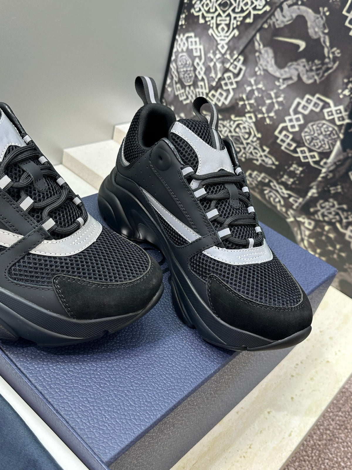 CD 26s Men B22 Sneakers Black Grey Trim Mesh 384192