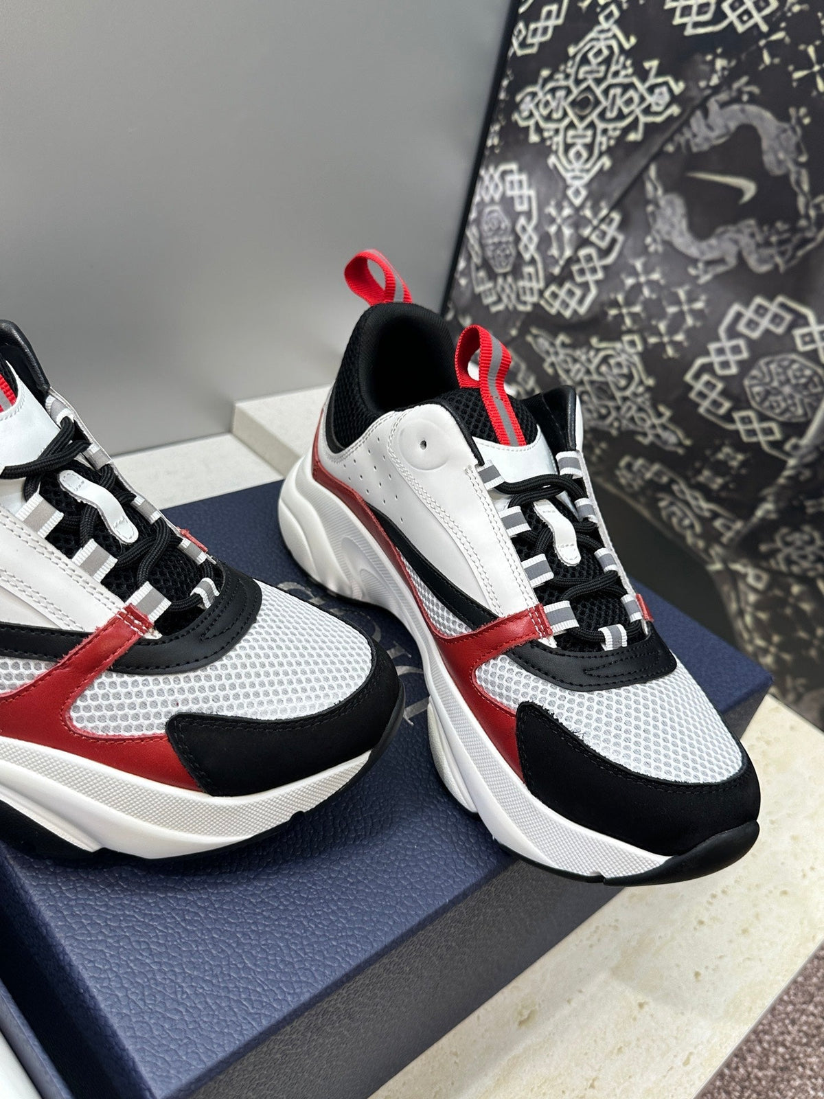 CD 26s Men B22 Sneakers White Black Red Trim 491825