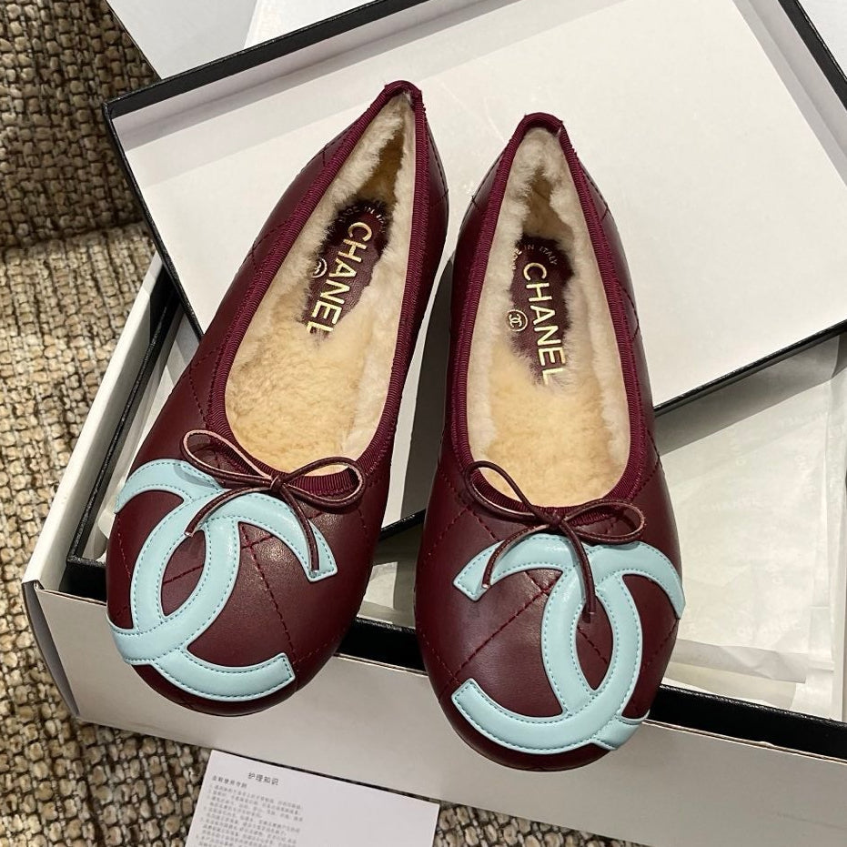 Chanel 2026 Quilted CC Cambon Ballet Flat Leather Wool 175442