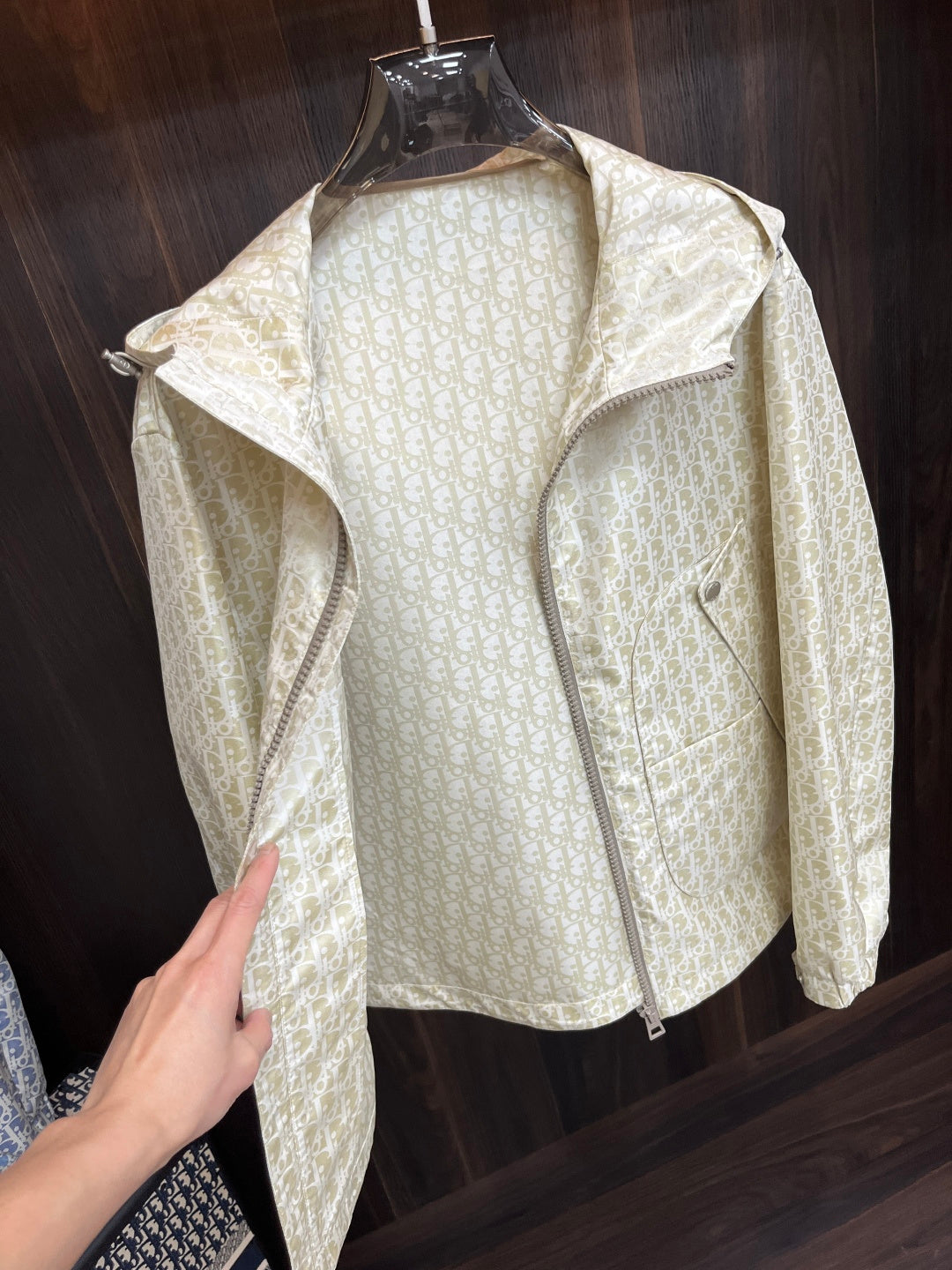 Dior 26s Men Hooded Windbreaker Jacket Allover Oblique Motifs 842106