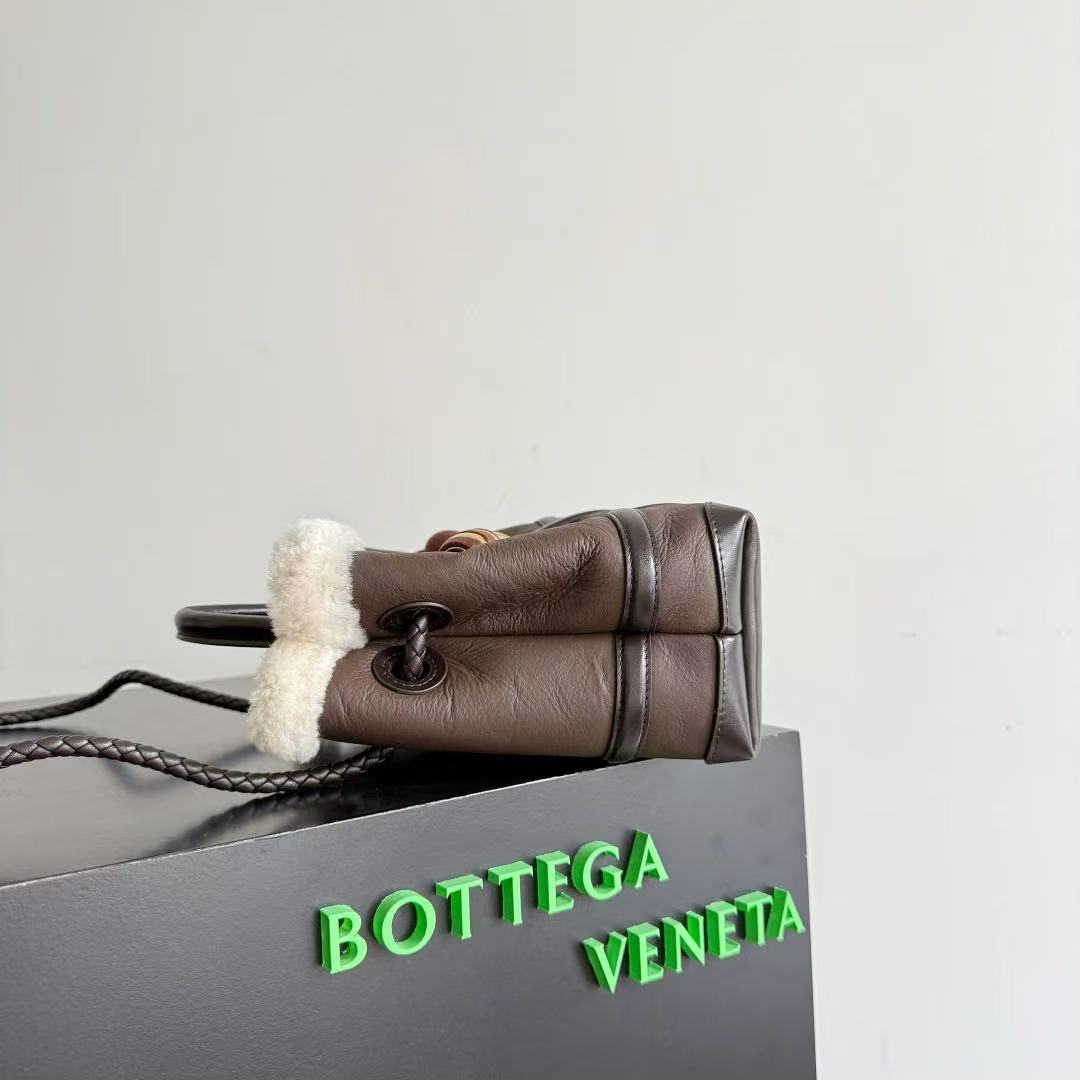 BV Andiamo Small Brown White Fur Leather