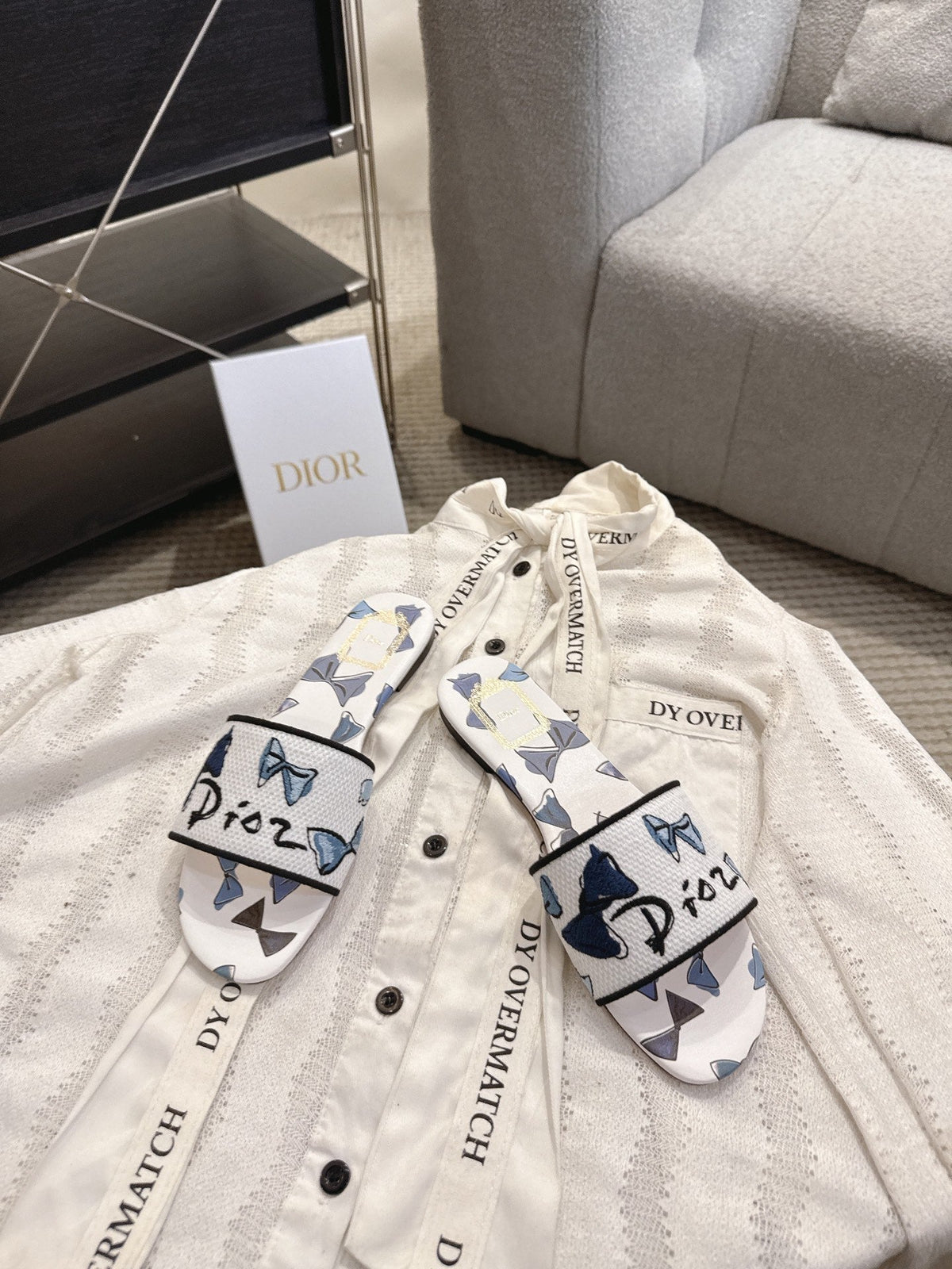 CD 26s D Way Slide Multicolor Dior Jardin D'Hiver Embroidered Cotton 529148