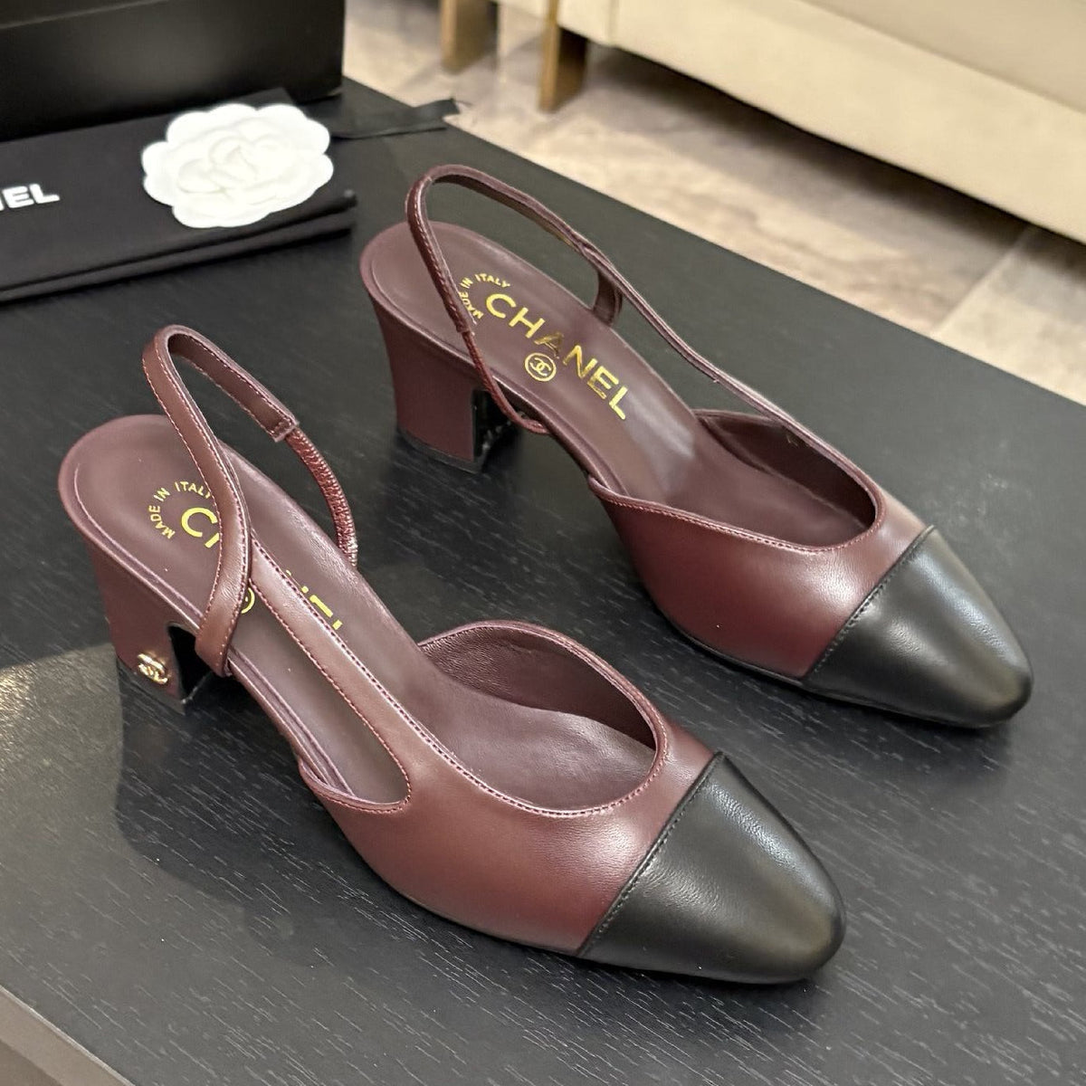 Chanel 2026 Two-Tone Slingback 5.0cm Cowhide 168115