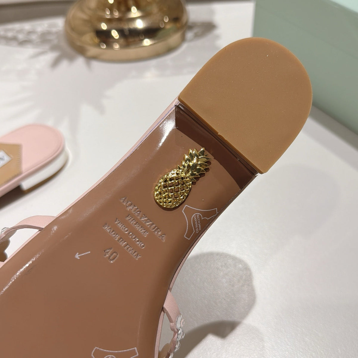 Aquazzura 26s Slides Light Pink Lambskin Crystal Embellished 592841