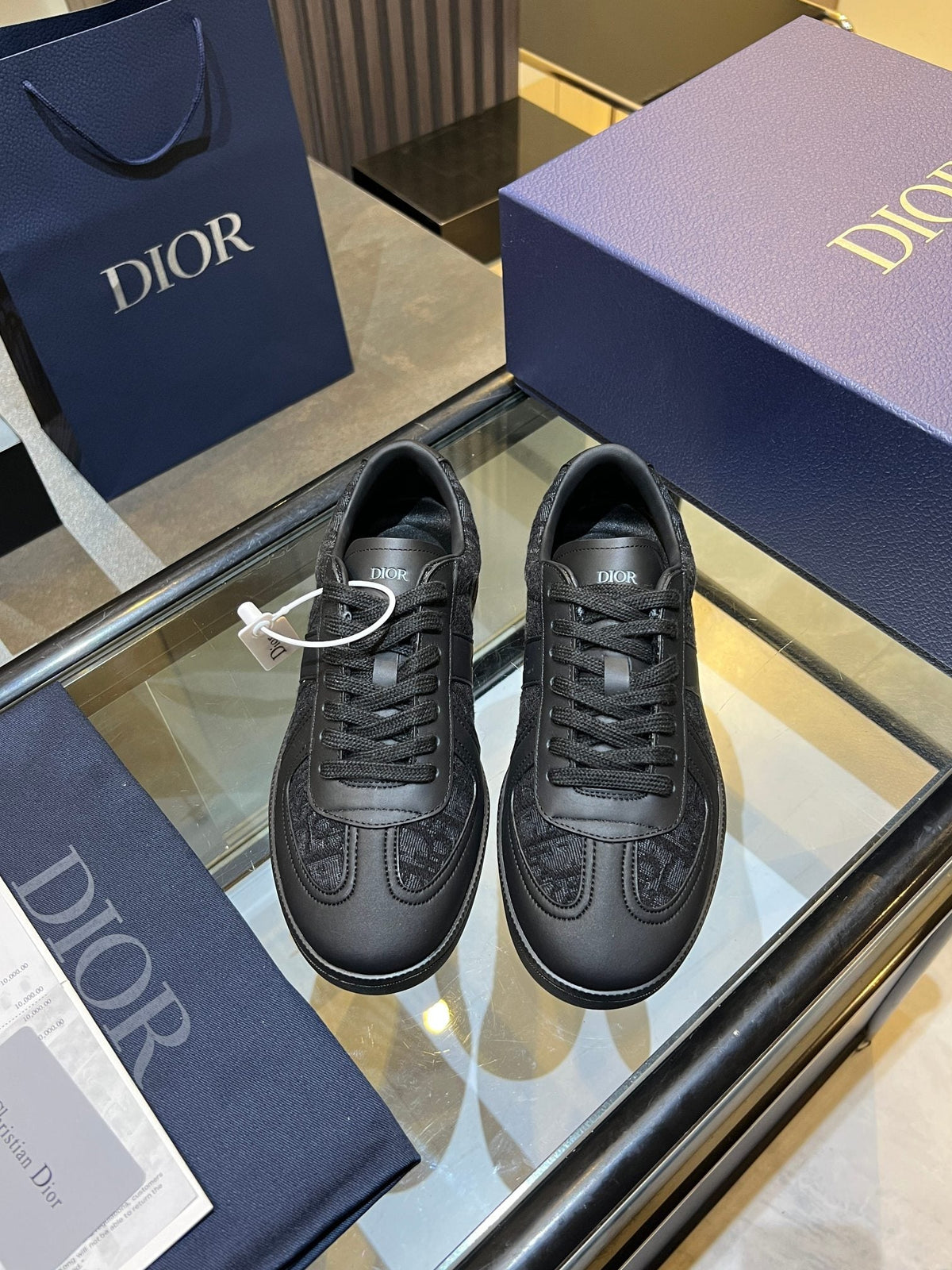 CD 26s Low Top Sneakers Black Dior Oblique Jacquard And Calfskin 728419