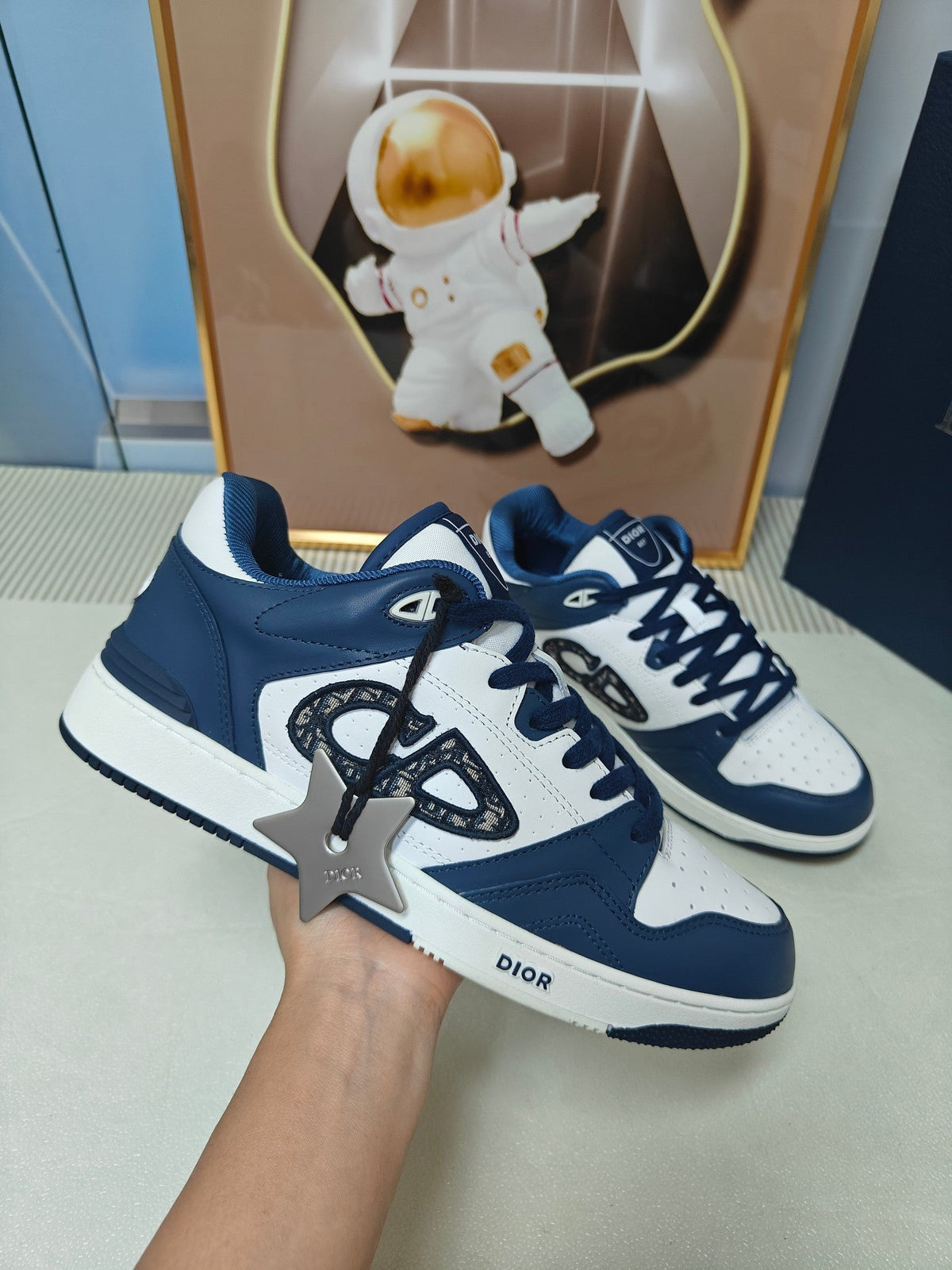 CD 26s Low Top Sneaker White Navy Blue Calfskin 294815