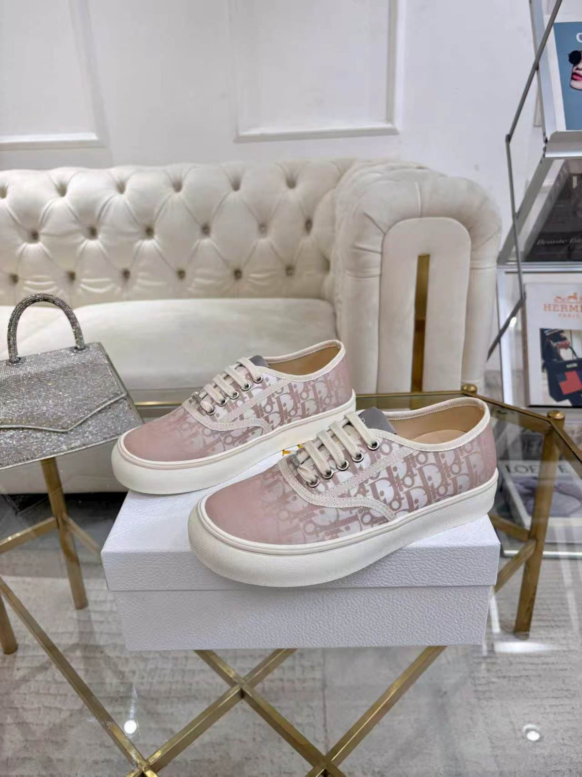 CD 26s Low Top Sneakers Light Pink Dior Oblique Canvas 839142