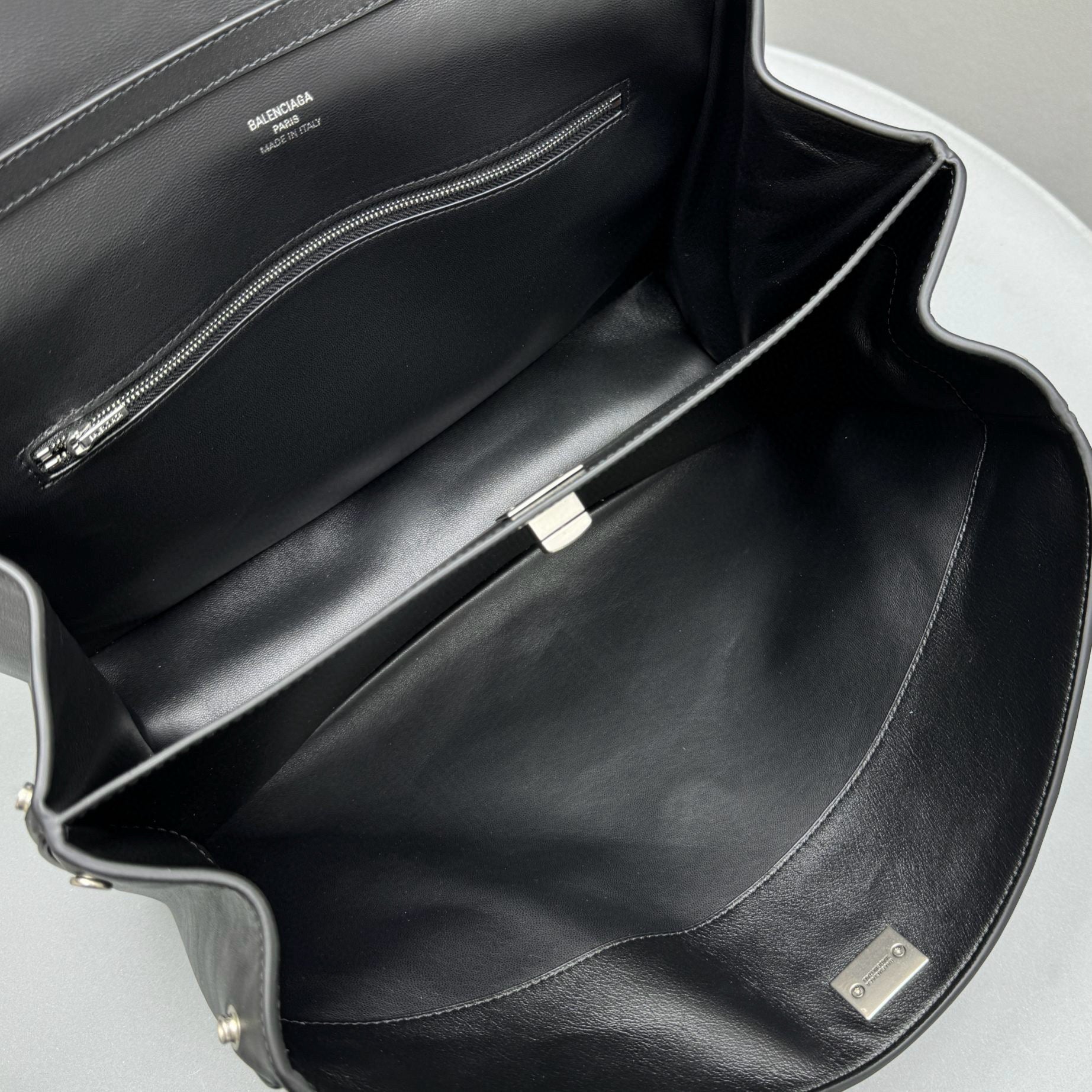 Balencia Tote Bag Black Calfskin Silver Hardware