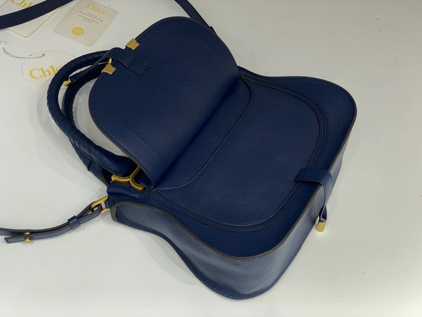 Marcie Bag In Grained Leather Cashmere Dark Blue