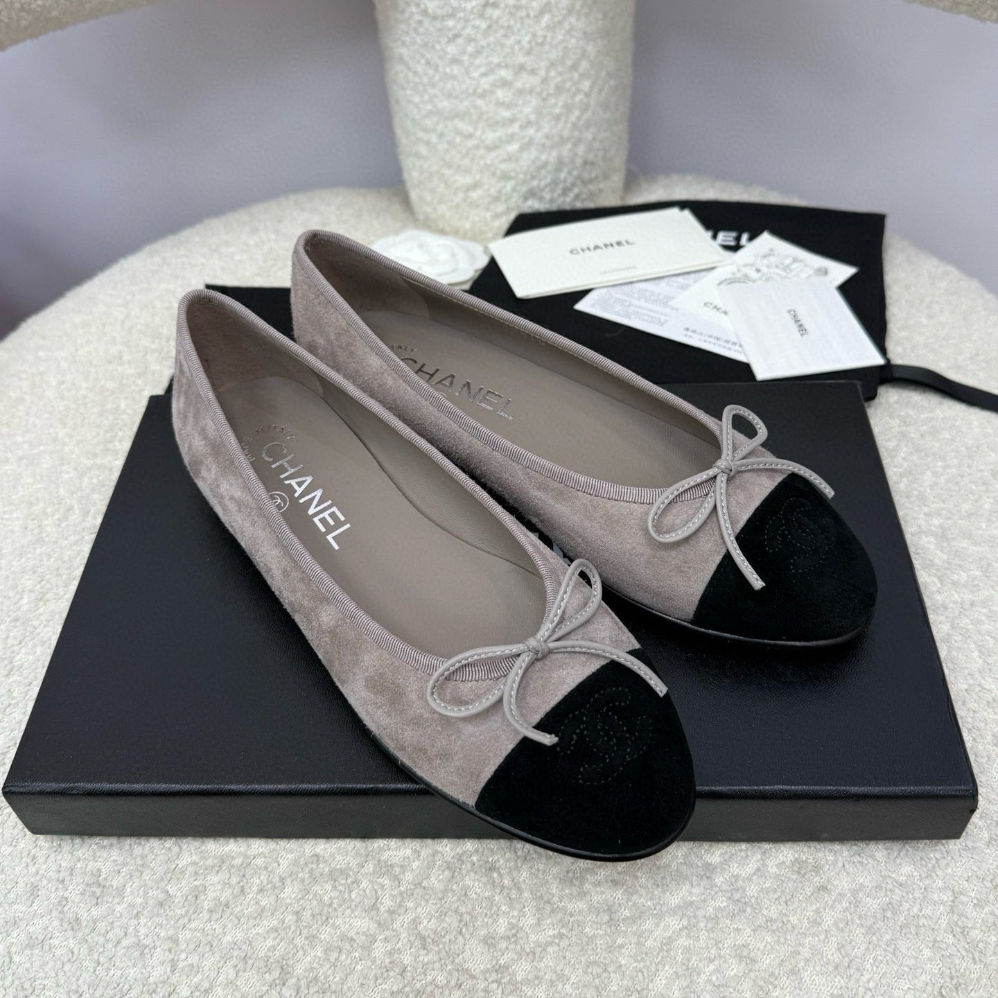 CC 25A Ballet Flat Dark Grey Black Suede