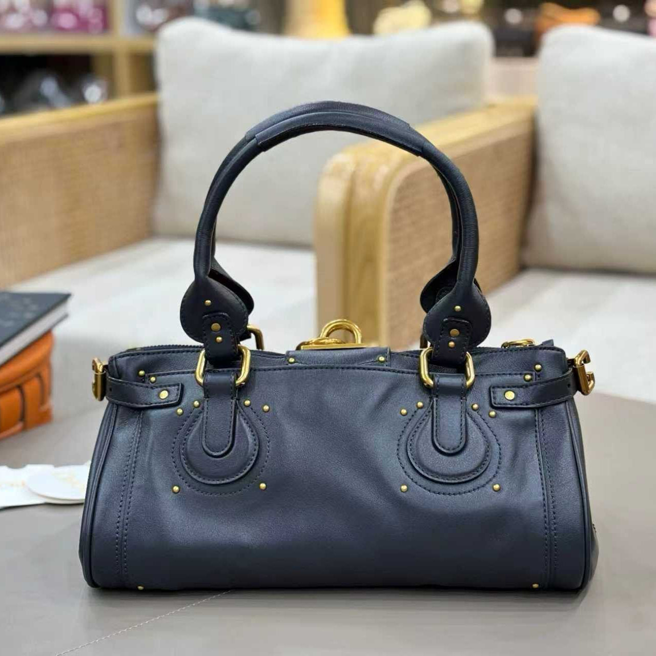Chloe 2025 Paddington Bag Black Grained Leather.