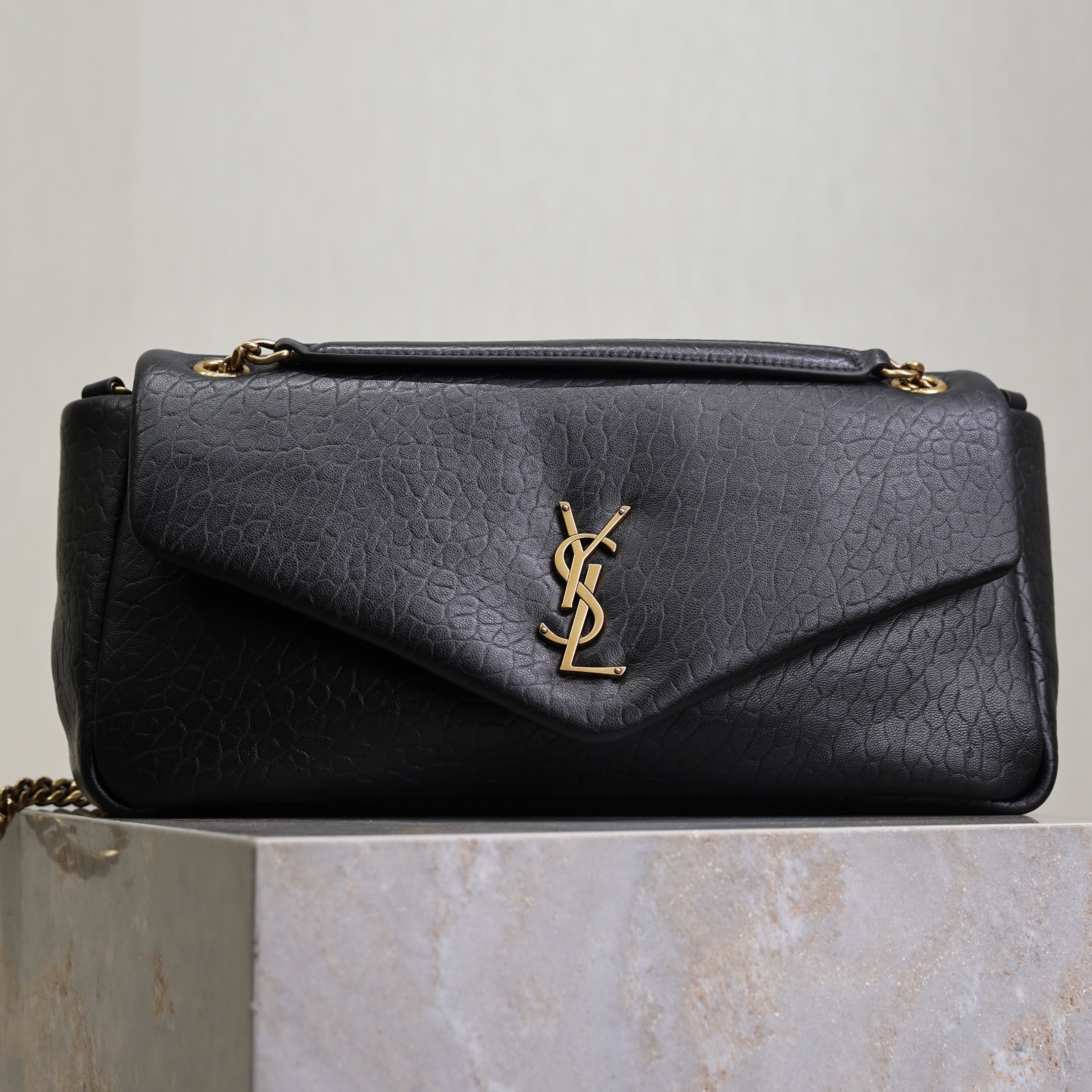 YSL Calypso Bag 30cm Black Lambskin With Gold Hardware