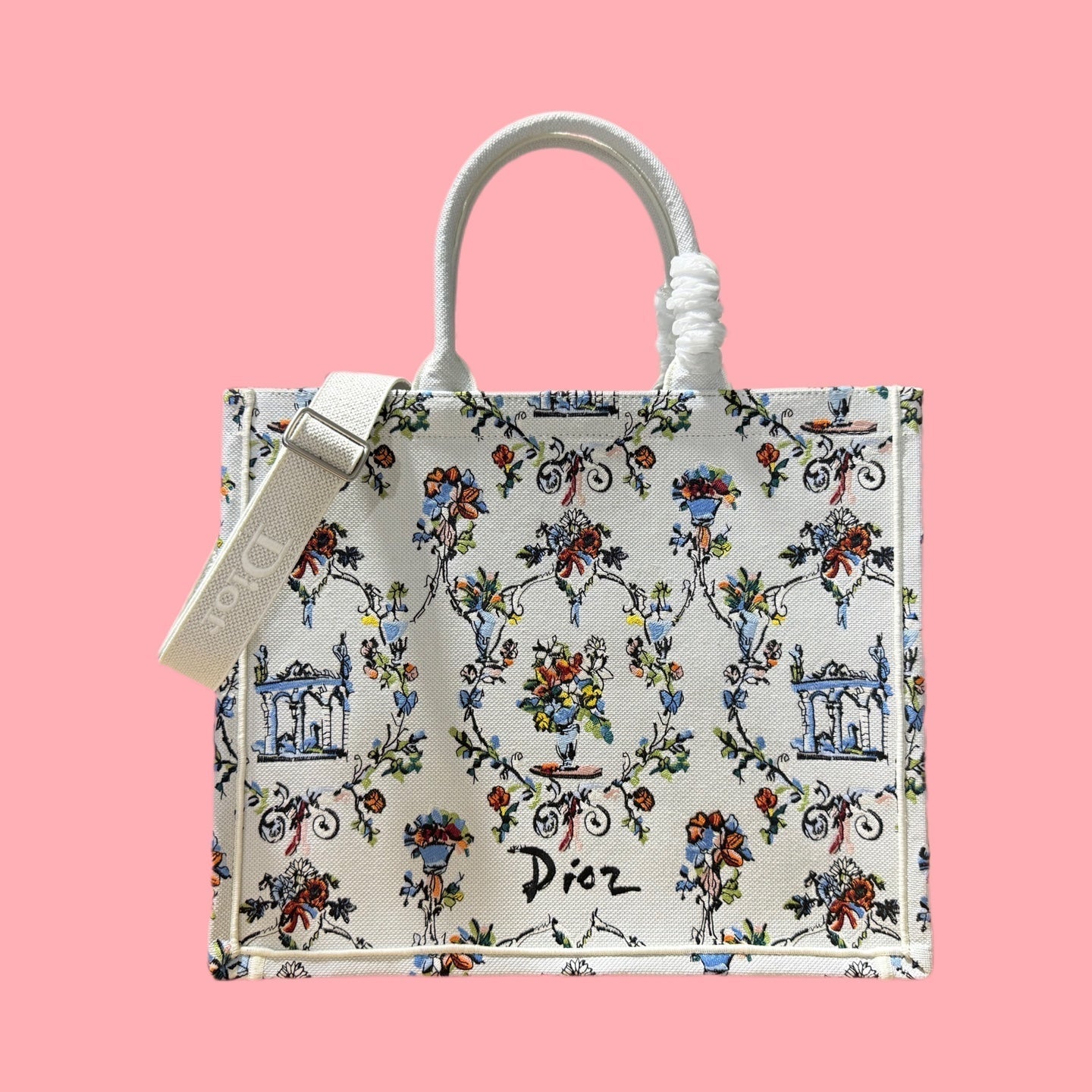 CD Book Tote Floral Embroidery Canvas 164660